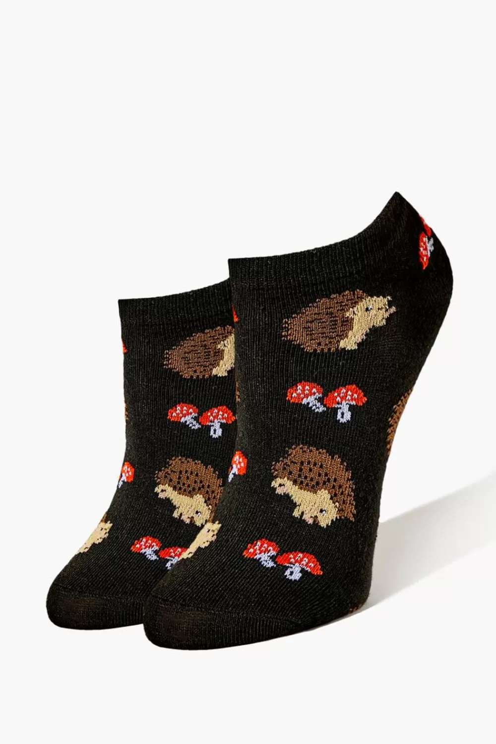 Socks + Tights>Forever 21 Hedgehog Print Ankle Socks Black/Multi