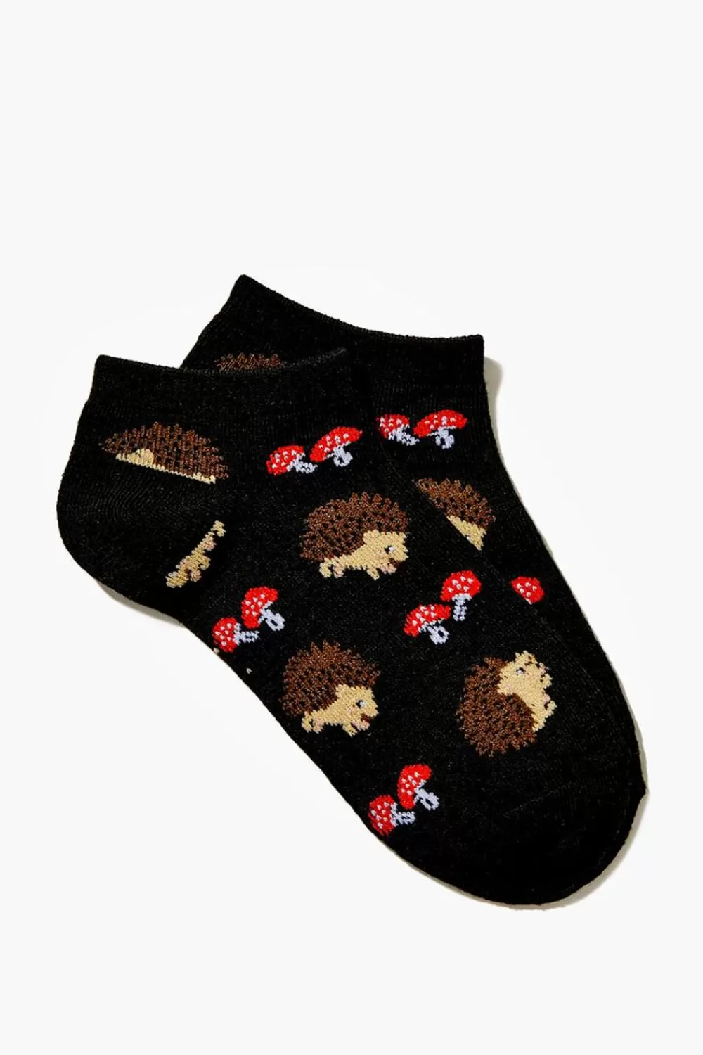 Socks + Tights>Forever 21 Hedgehog Print Ankle Socks Black/Multi