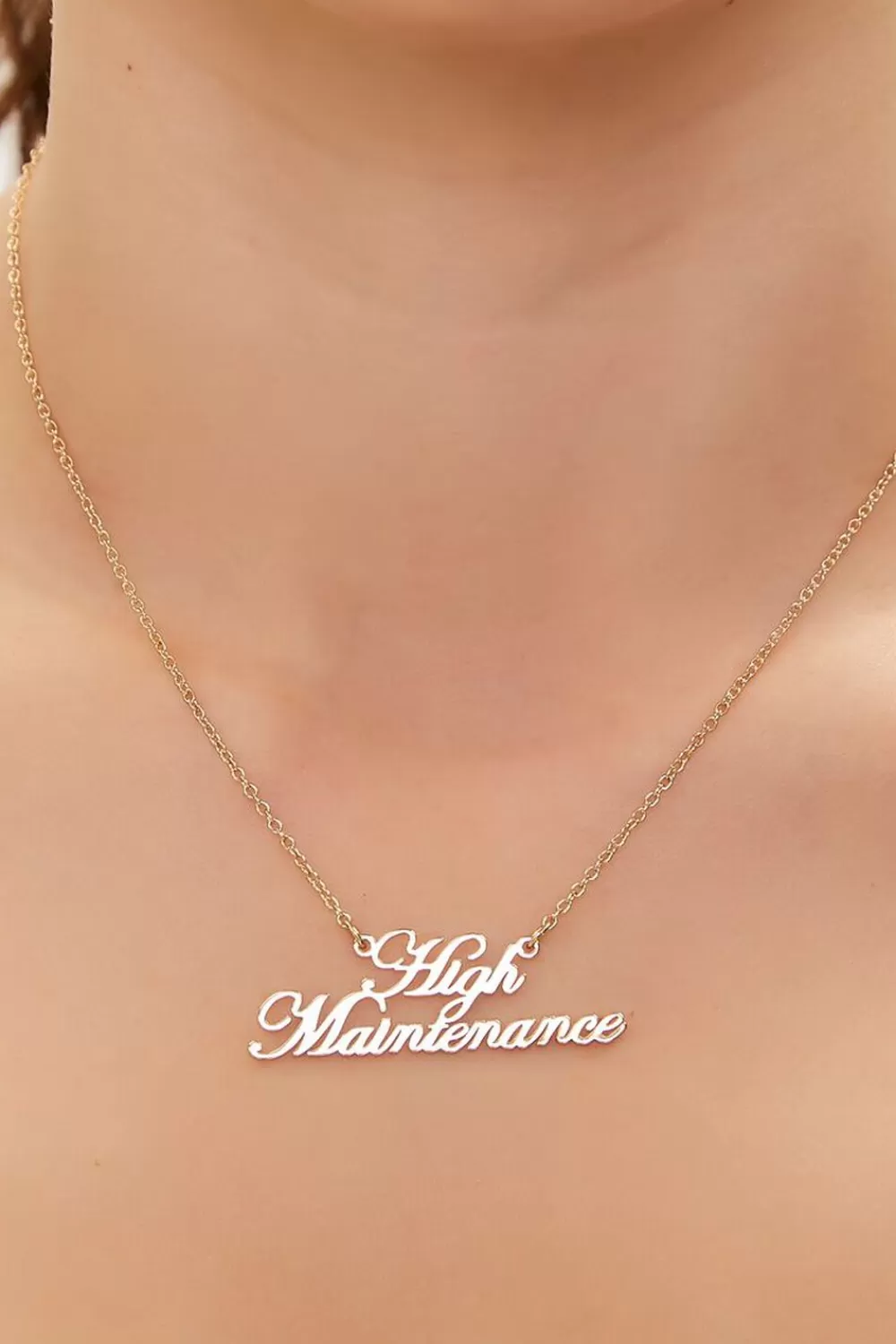 Necklaces>Forever 21 High Maintenance Pendant Necklace Gold