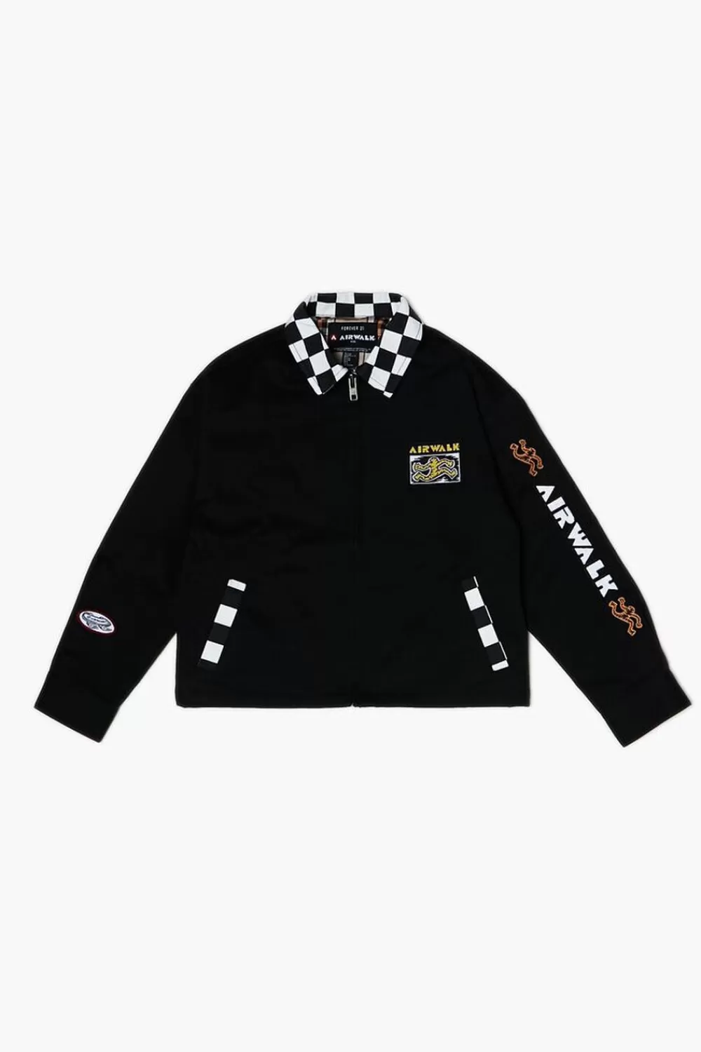 Jackets + Outerwear>Forever 21 Kids Airwalk Graphic Jacket (Girls + Boys) Black/Multi