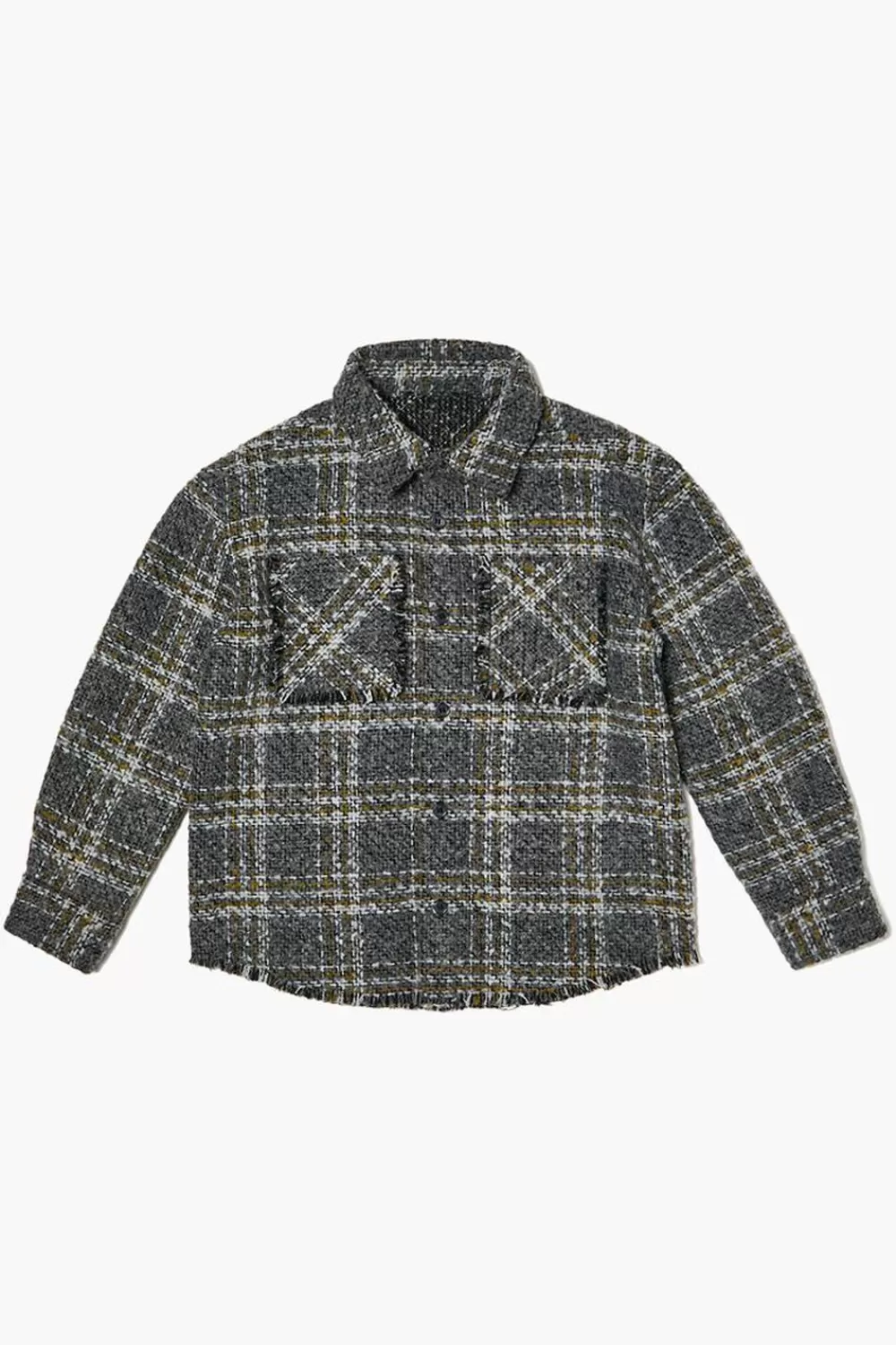 Tops>Forever 21 Kids Brushed Plaid Shirt (Girls + Boys) Grey/Multi