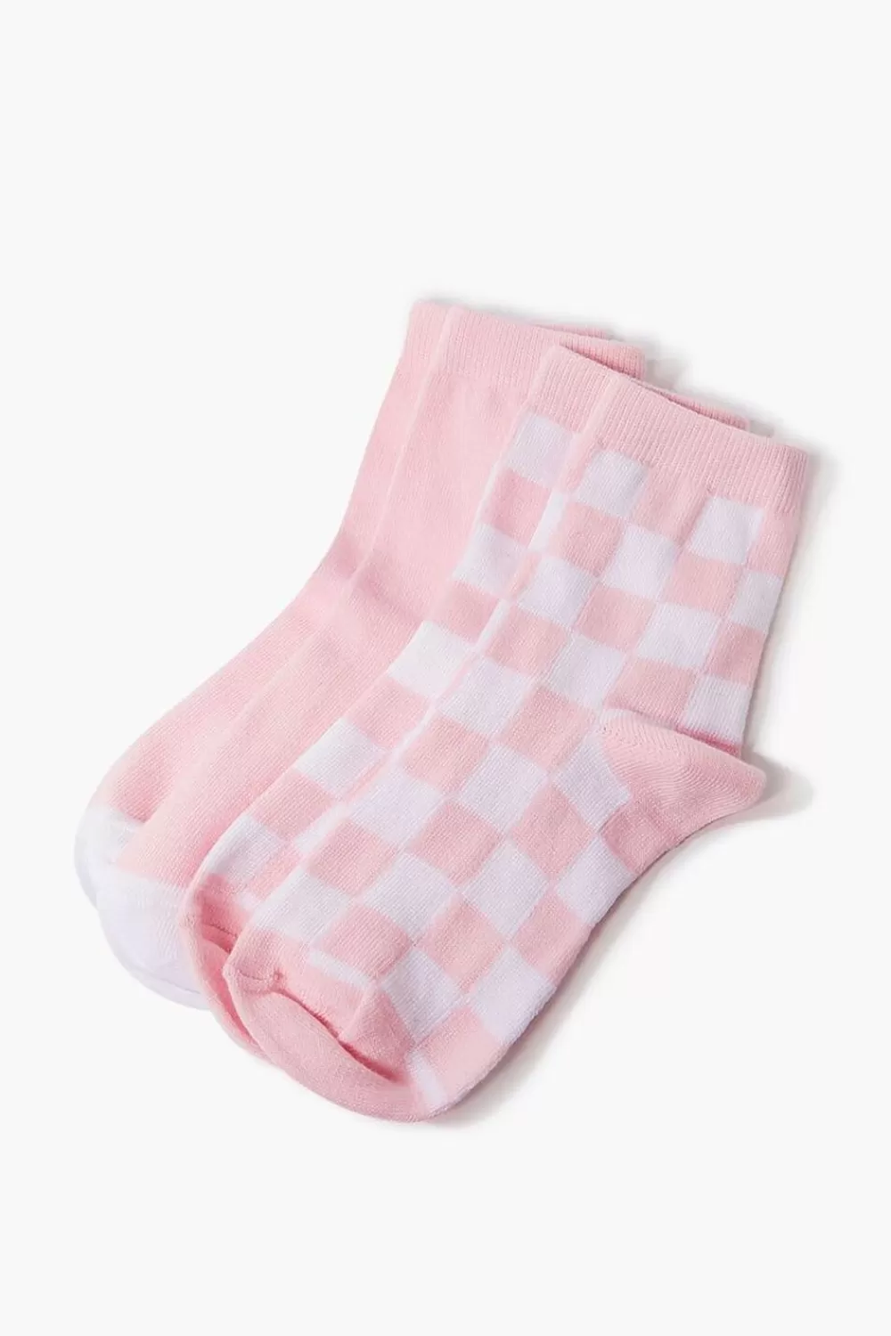 Accessories>Forever 21 Kids Checkered Crew Sock Set - 2 Pack (Girls + Boys) Light Pink/White