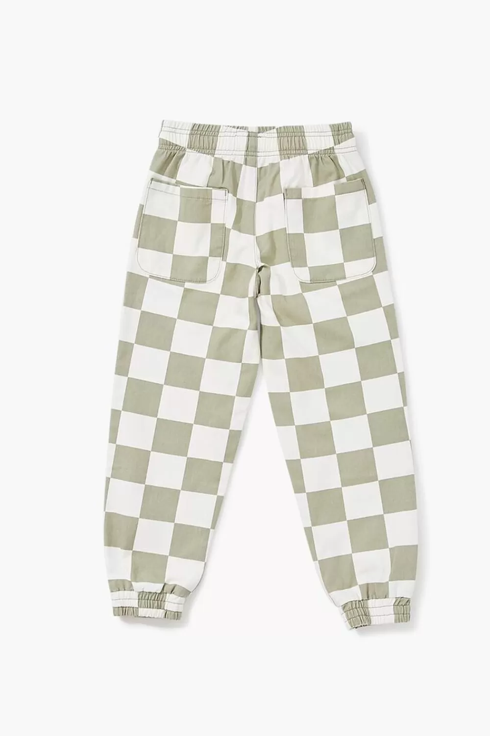 Bottoms>Forever 21 Kids Checkered Joggers (Girls + Boys) Sage/White