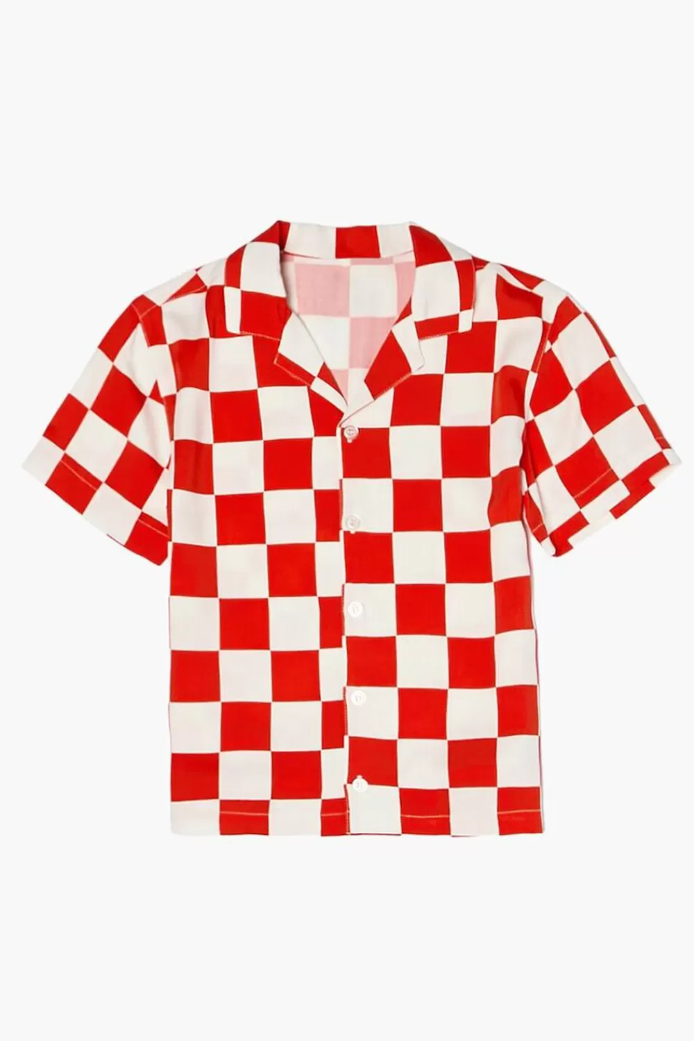 Tops>Forever 21 Kids Checkered Print Shirt (Girls + Boys) White/Red