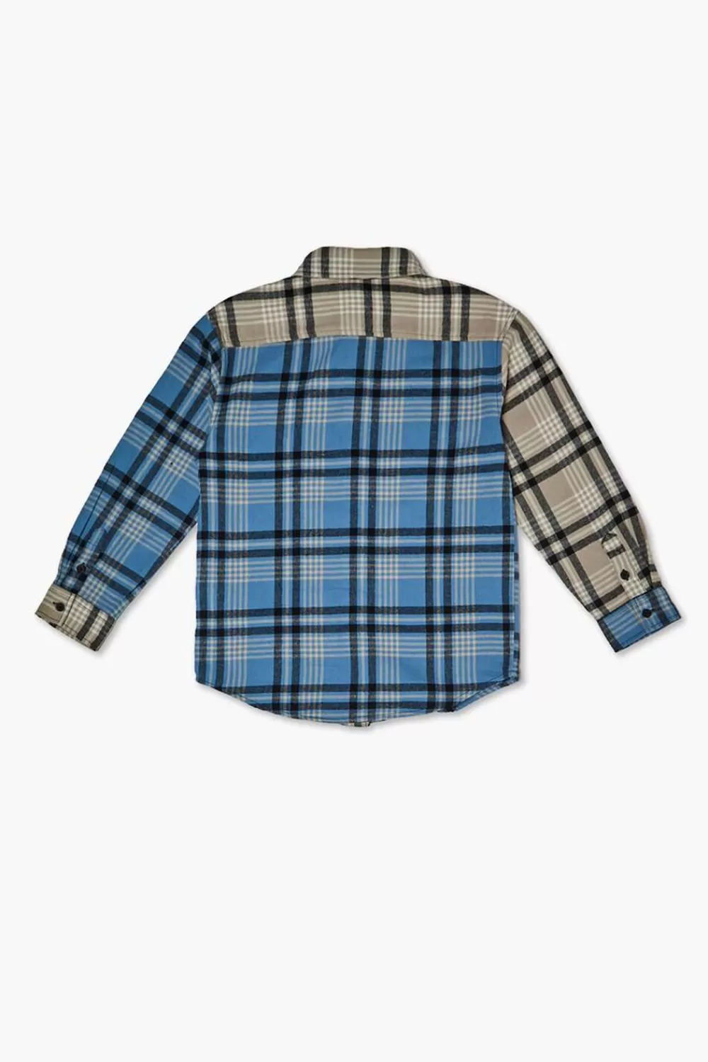 Tops>Forever 21 Kids Colorblock Plaid Shirt (Girls + Boys) Blue/Multi