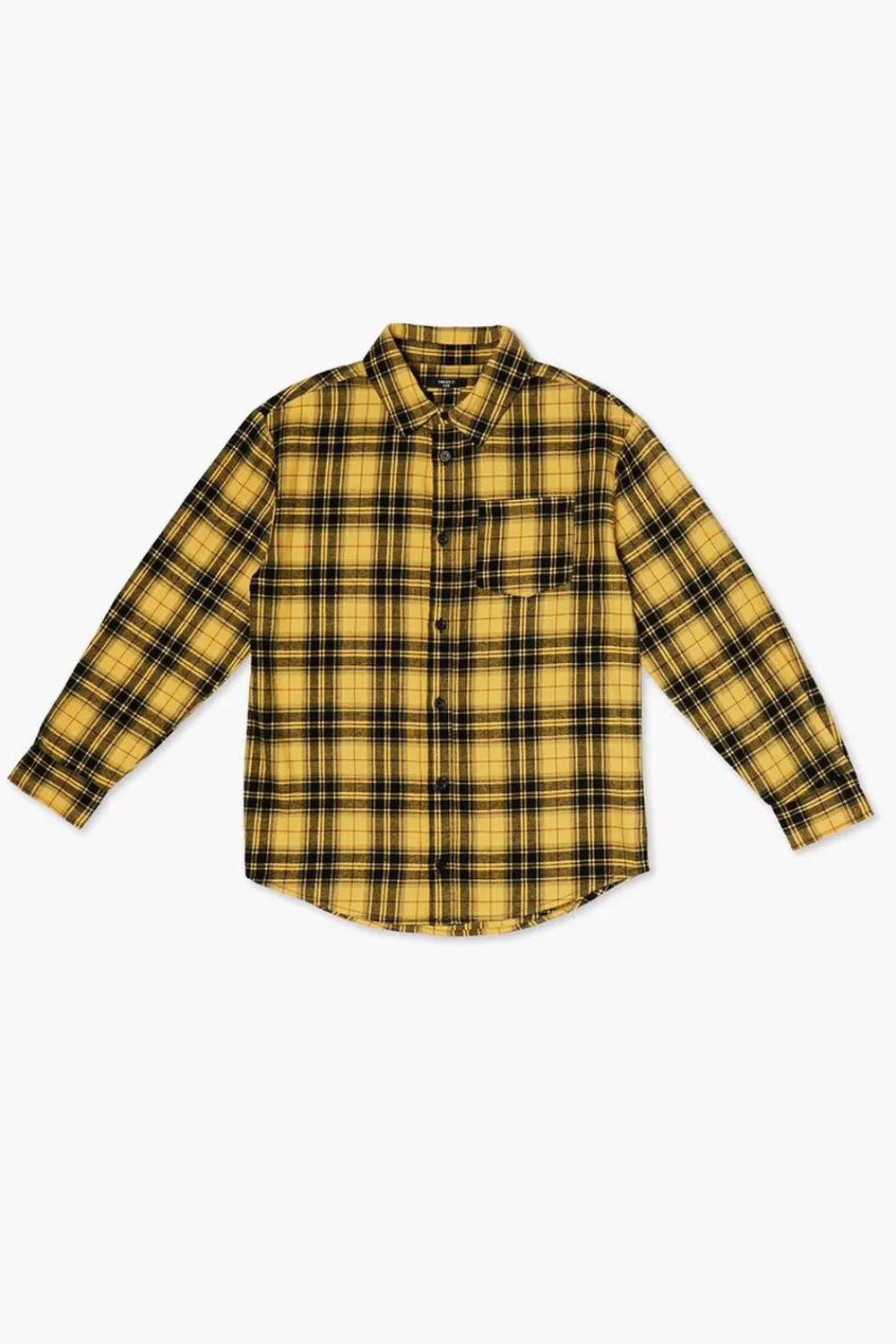 Tops>Forever 21 Kids Cotton Plaid Shirt (Girls + Boys) Yellow/Multi