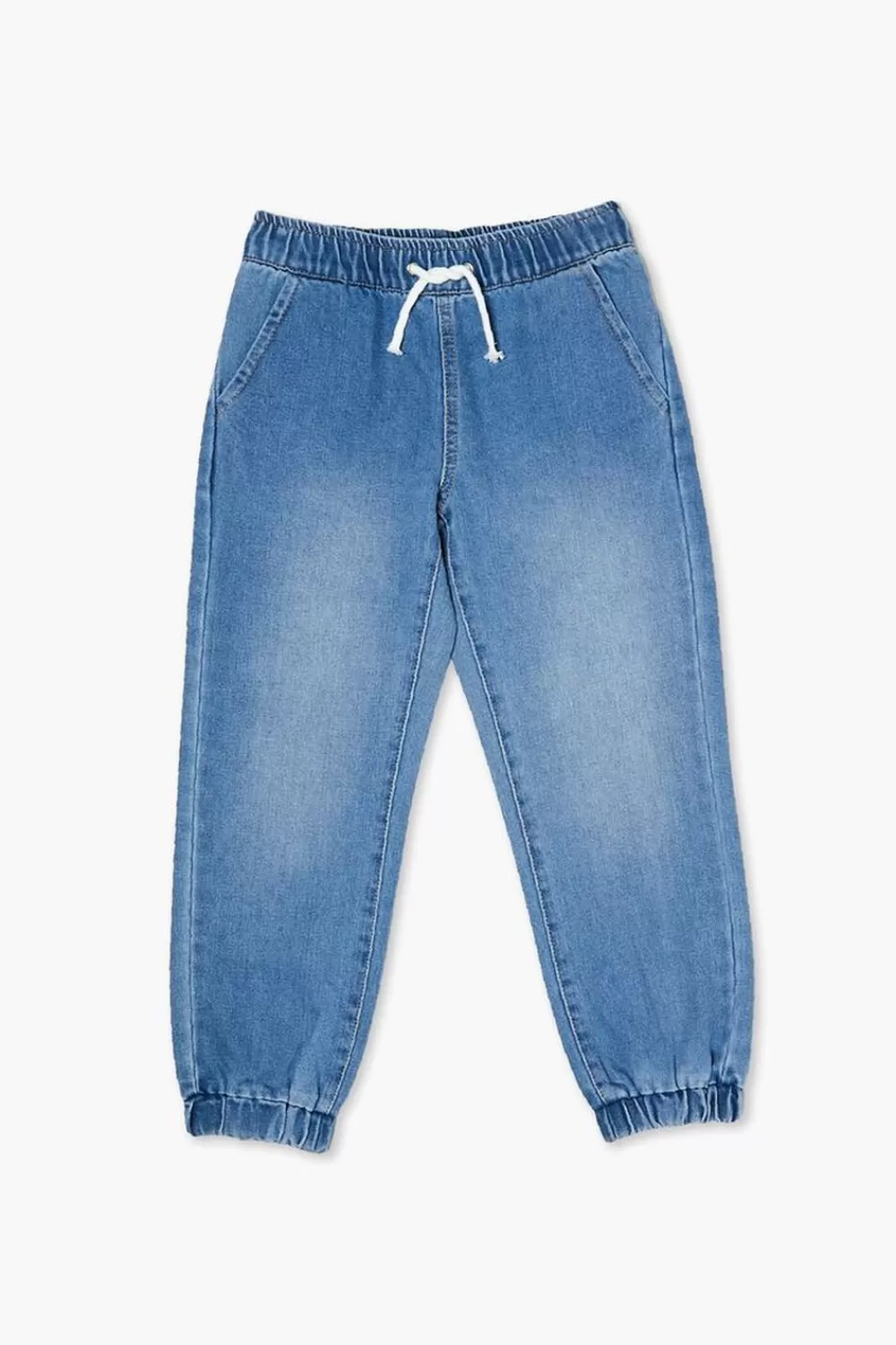 Bottoms>Forever 21 Kids Denim Drawstring Joggers (Girls + Boys) Medium Denim