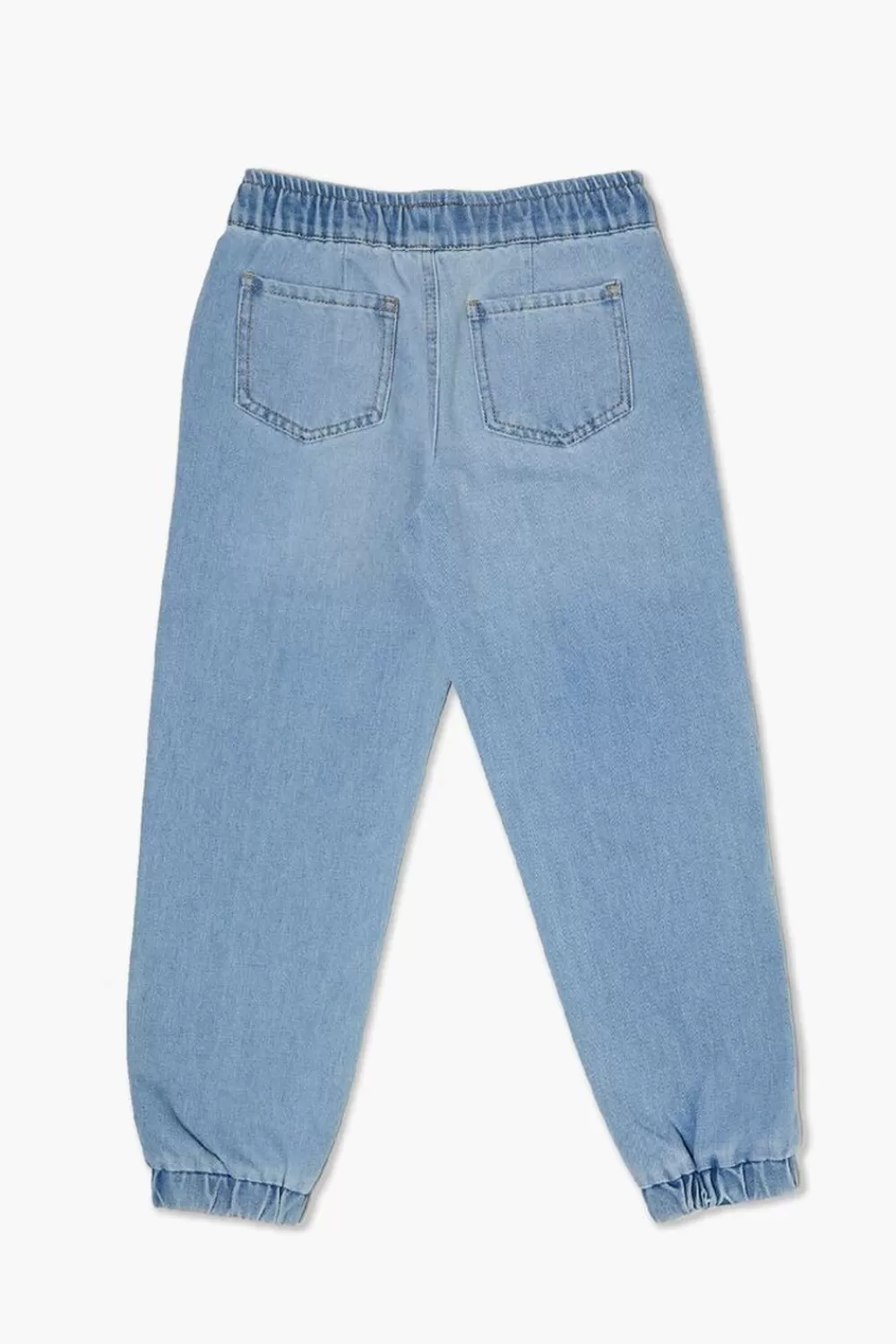 Bottoms>Forever 21 Kids Denim Drawstring Joggers (Girls + Boys) Light Denim