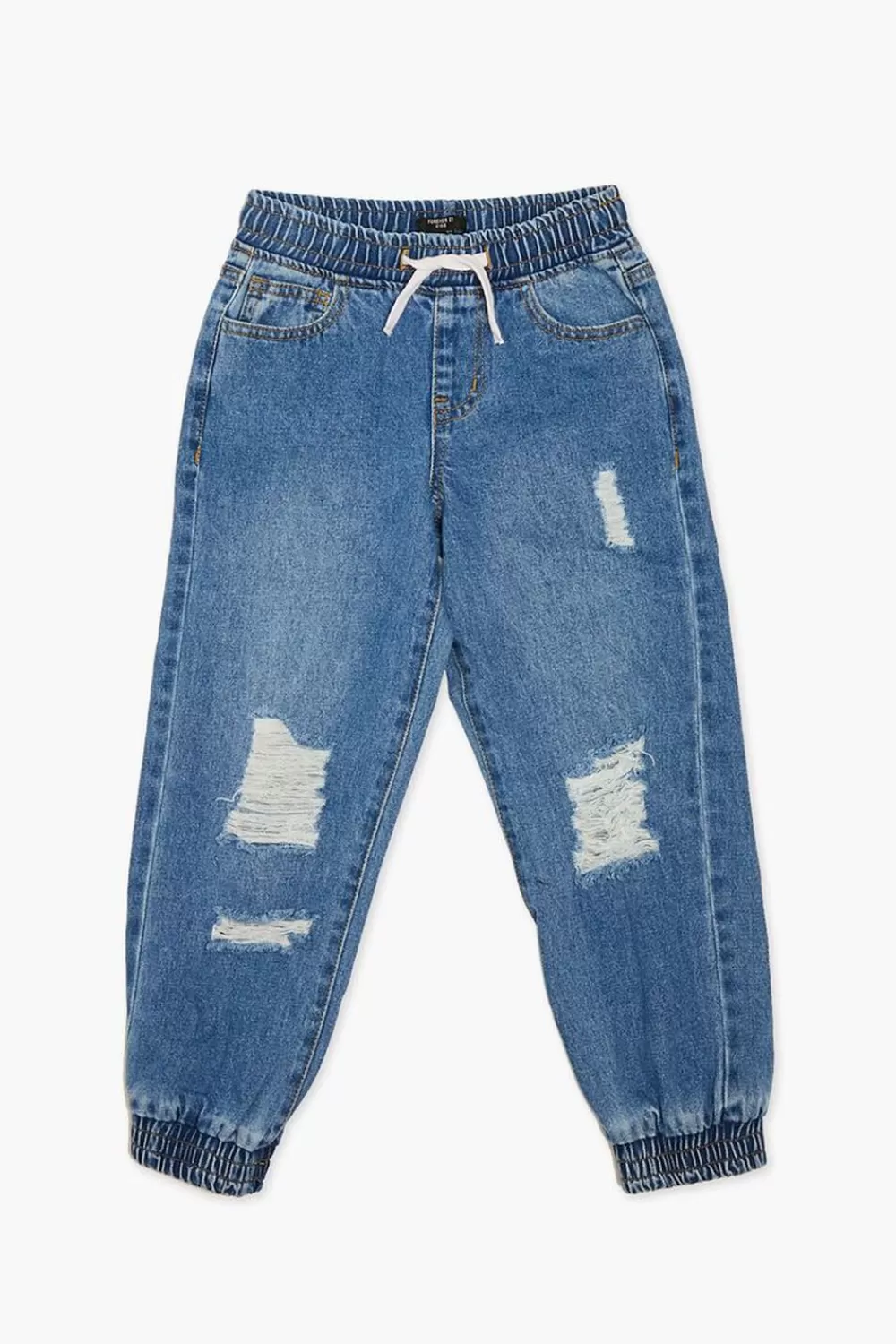 Bottoms>Forever 21 Kids Distressed Denim Joggers (Girls + Boys) Medium Denim