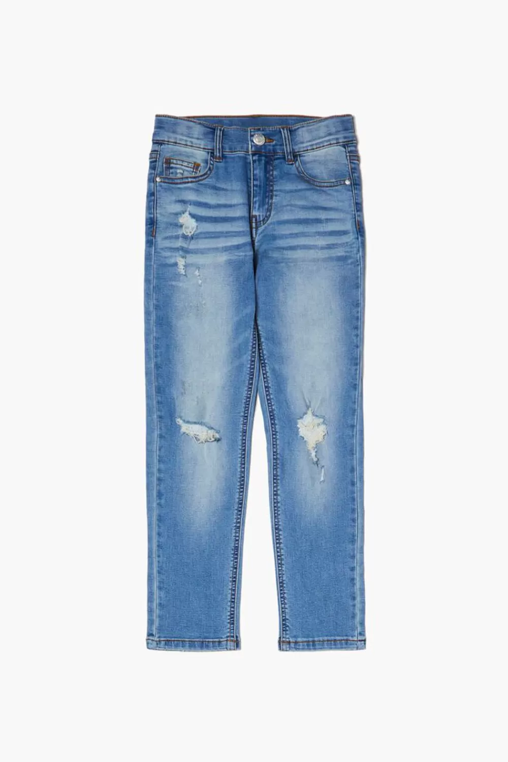 Bottoms>Forever 21 Kids Distressed Slim-Fit Jeans (Girls + Boys) Medium Denim