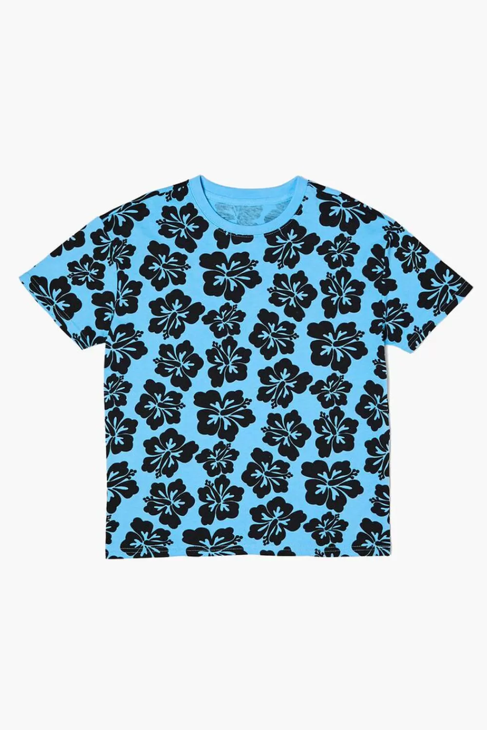 Tops>Forever 21 Kids Floral Print Tee (Girls + Boys) Blue/Black