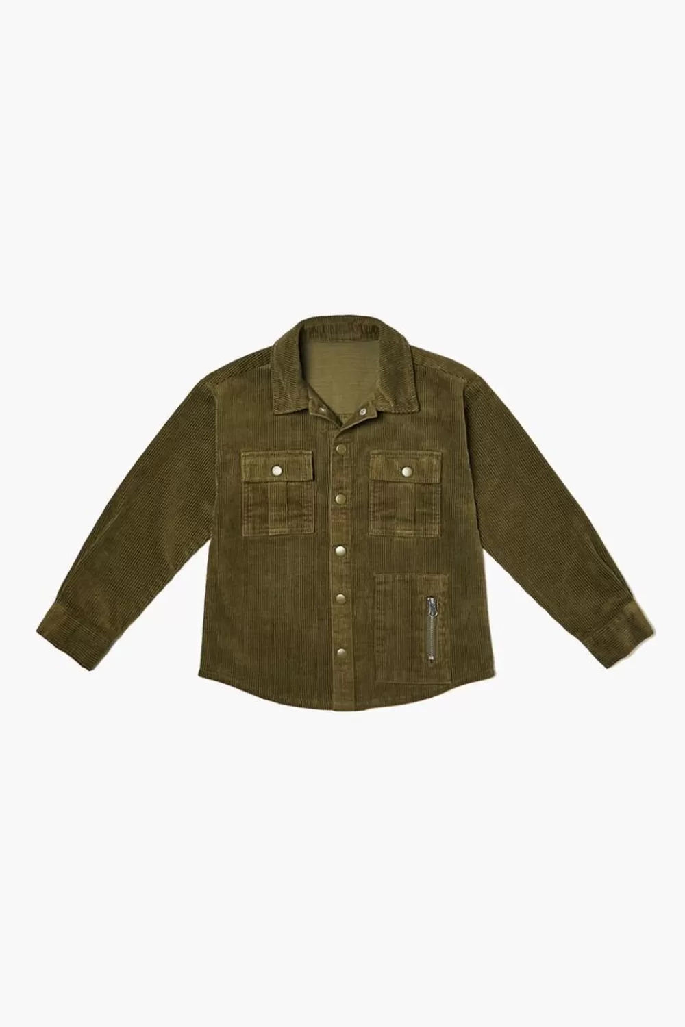 Tops>Forever 21 Kids (Girls + Boys) Flap Pocket Long-Sleeve Shirt Olive
