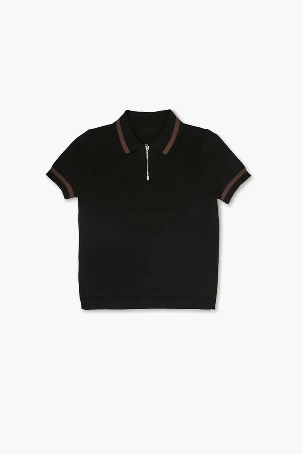 Tops>Forever 21 Kids Half-Zip Polo Shirt (Girls + Boys) Black