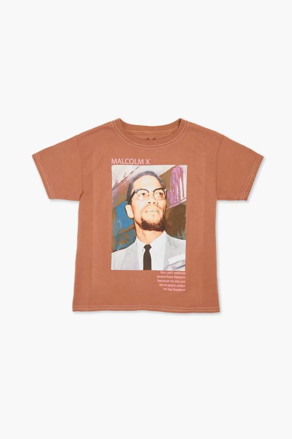 Tops>Forever 21 Kids Malcolm X Graphic Tee (Girls + Boys) Tan/Multi