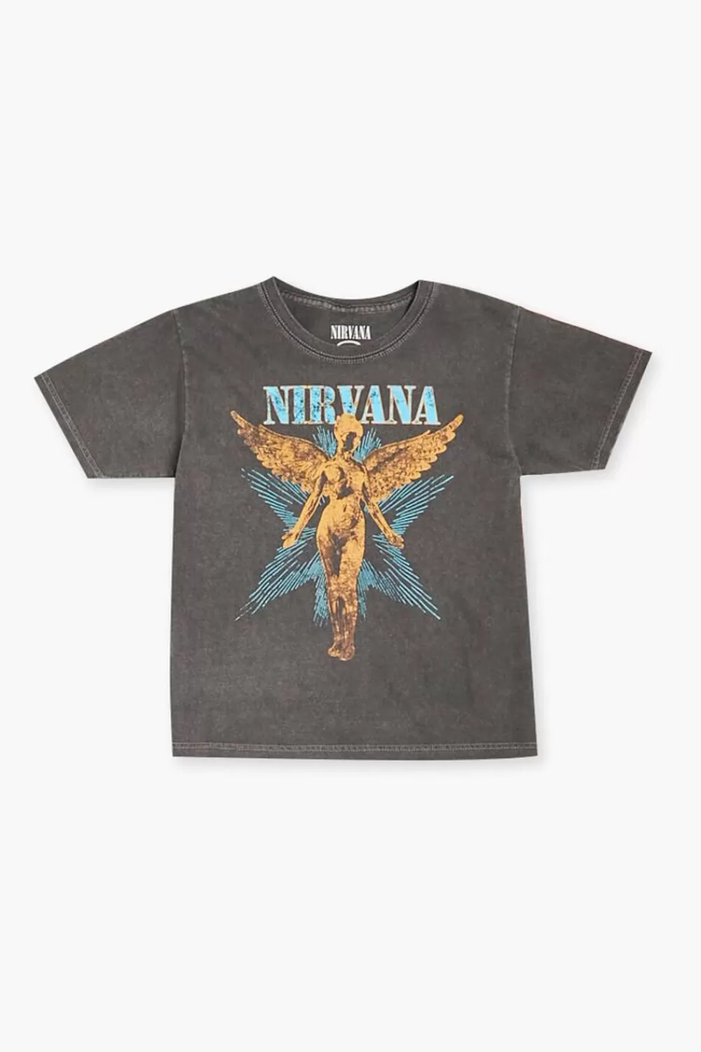 Tops>Forever 21 Kids Nirvana Graphic Tee (Girls + Boys) Charcoal/Multi