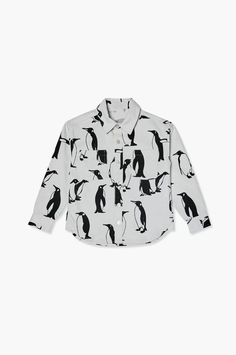 Tops>Forever 21 Kids Penguin Print Shirt (Girls + Boys) Cream/Black