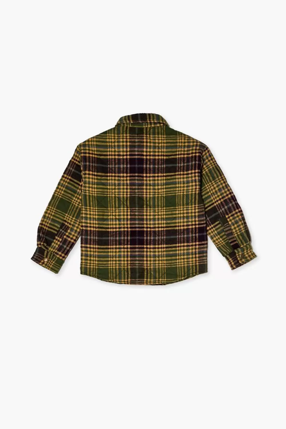 Jackets + Outerwear>Forever 21 Kids Plaid Shacket (Girls + Boys) Green/Multi
