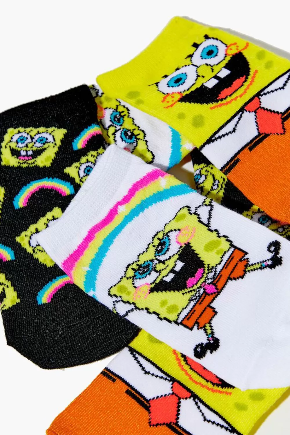 Accessories>Forever 21 Kids Spongebob Squarepants Ankle Sock Set - 3 Pack (Girls + Boys) Yellow/Multi