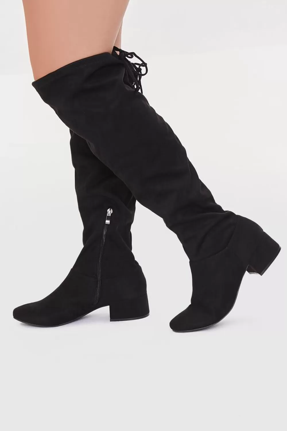 Boots + Booties>Forever 21 Knee-High Faux Suede Boots (Wide) Black