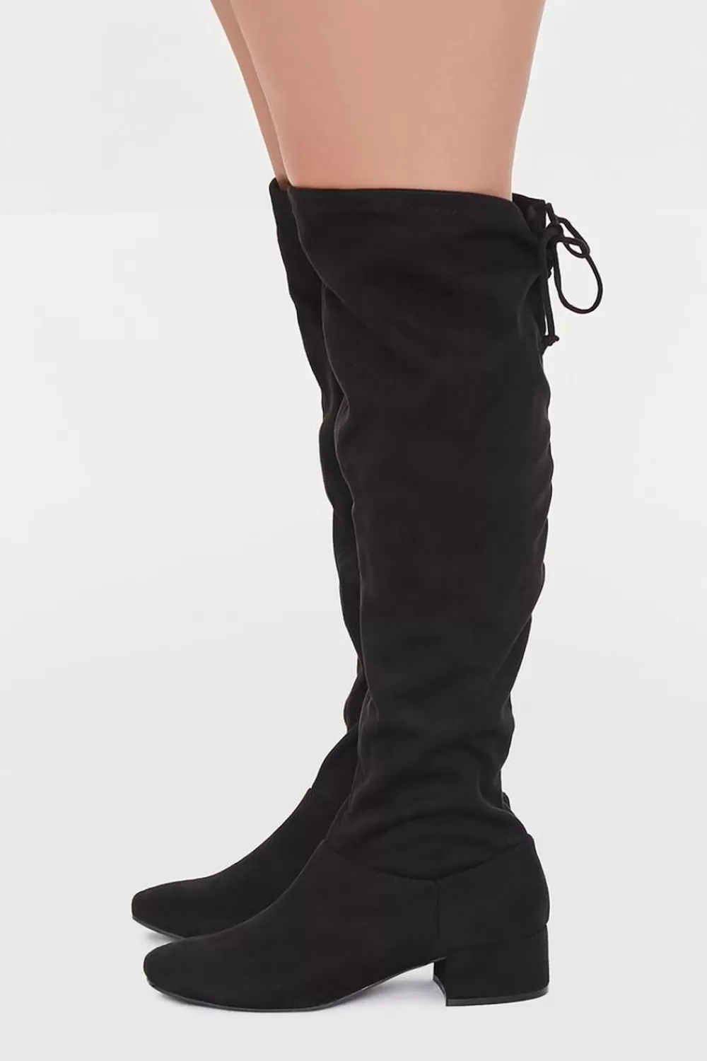 Boots + Booties>Forever 21 Knee-High Faux Suede Boots (Wide) Black