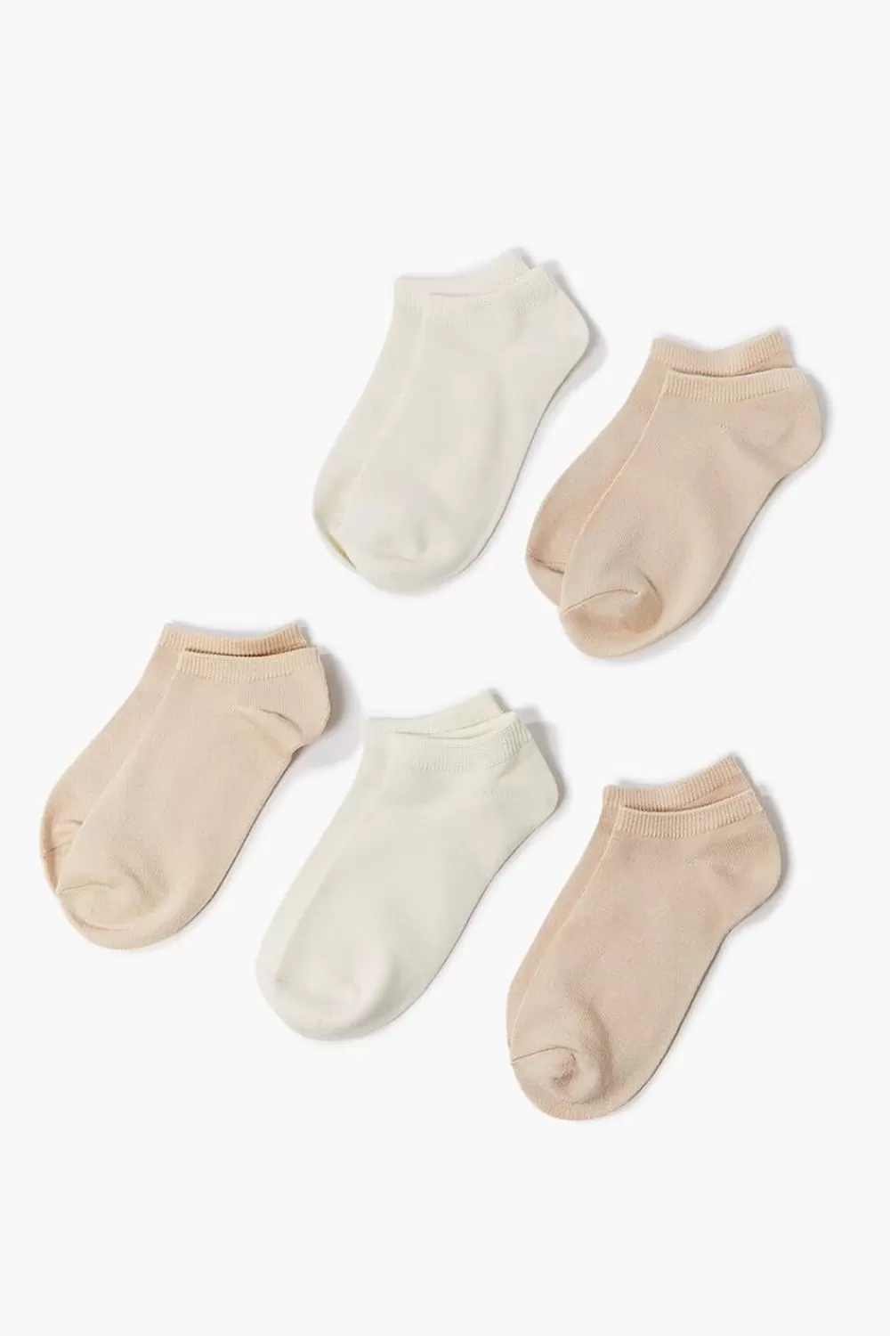 Socks + Tights>Forever 21 Knit Ankle Socks - 5 Pack Oatmeal/Cream