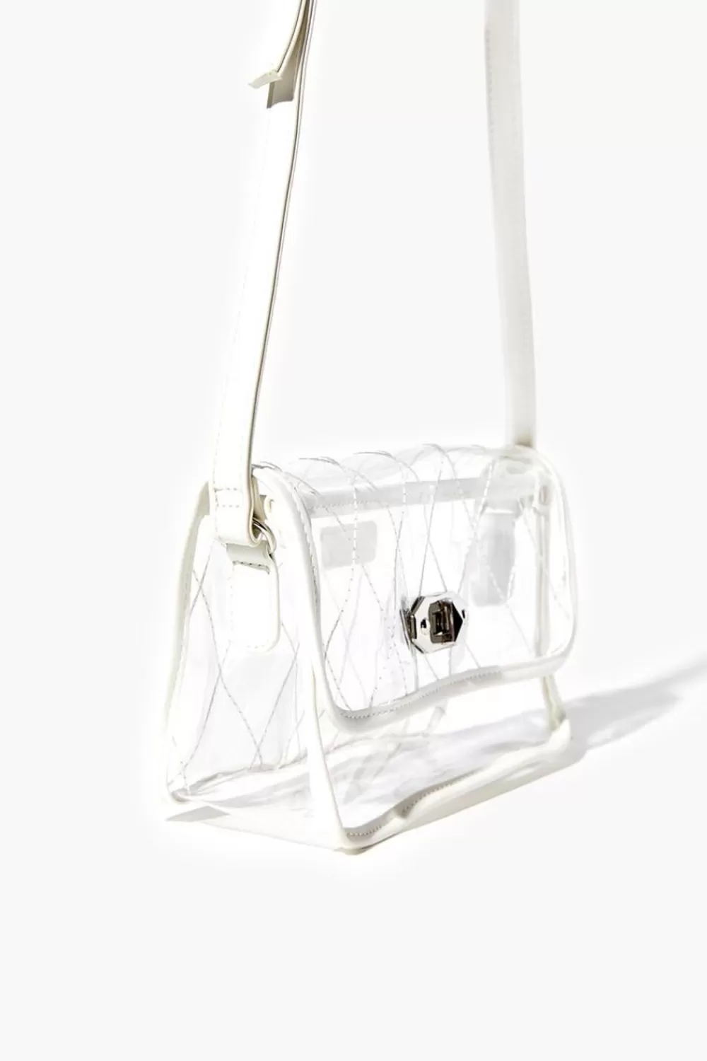 Bags + Backpacks>Forever 21 Lattice-Seam Crossbody Bag Clear