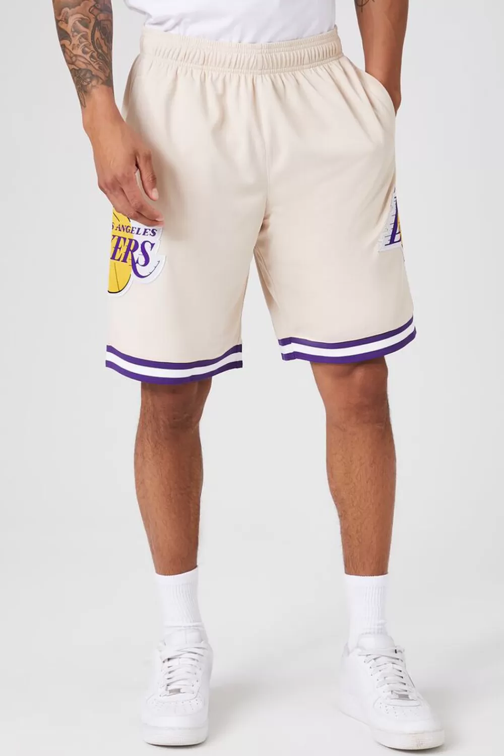 Activewear + Athletic>Forever 21 Los Angeles Lakers Basketball Shorts Taupe/Multi
