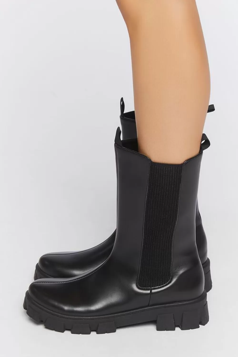 Boots + Booties>Forever 21 Mid-Calf Chelsea Boots Black/Black