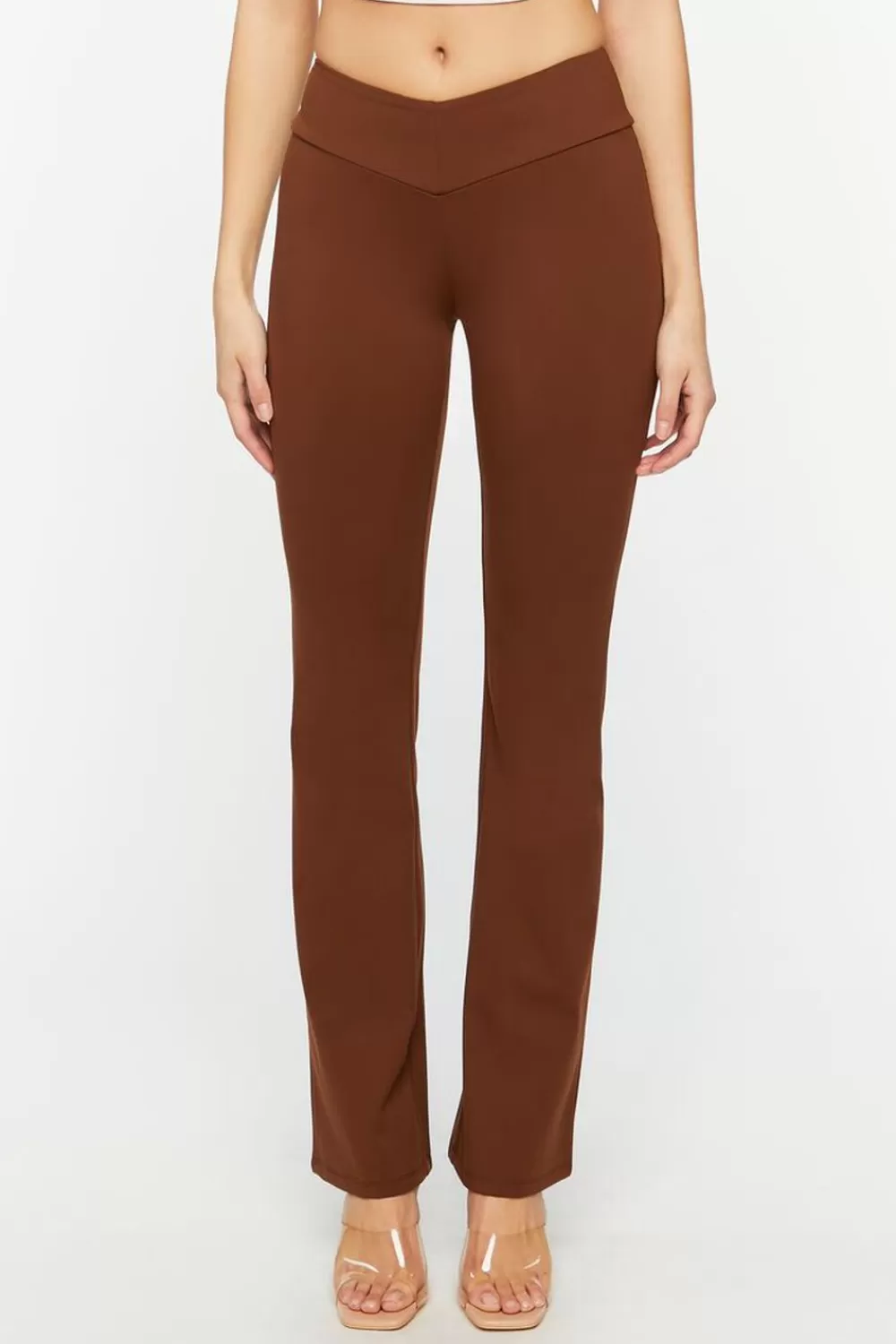 Bottoms>Forever 21 Mid-Rise Flare Pants Turkish Coffee