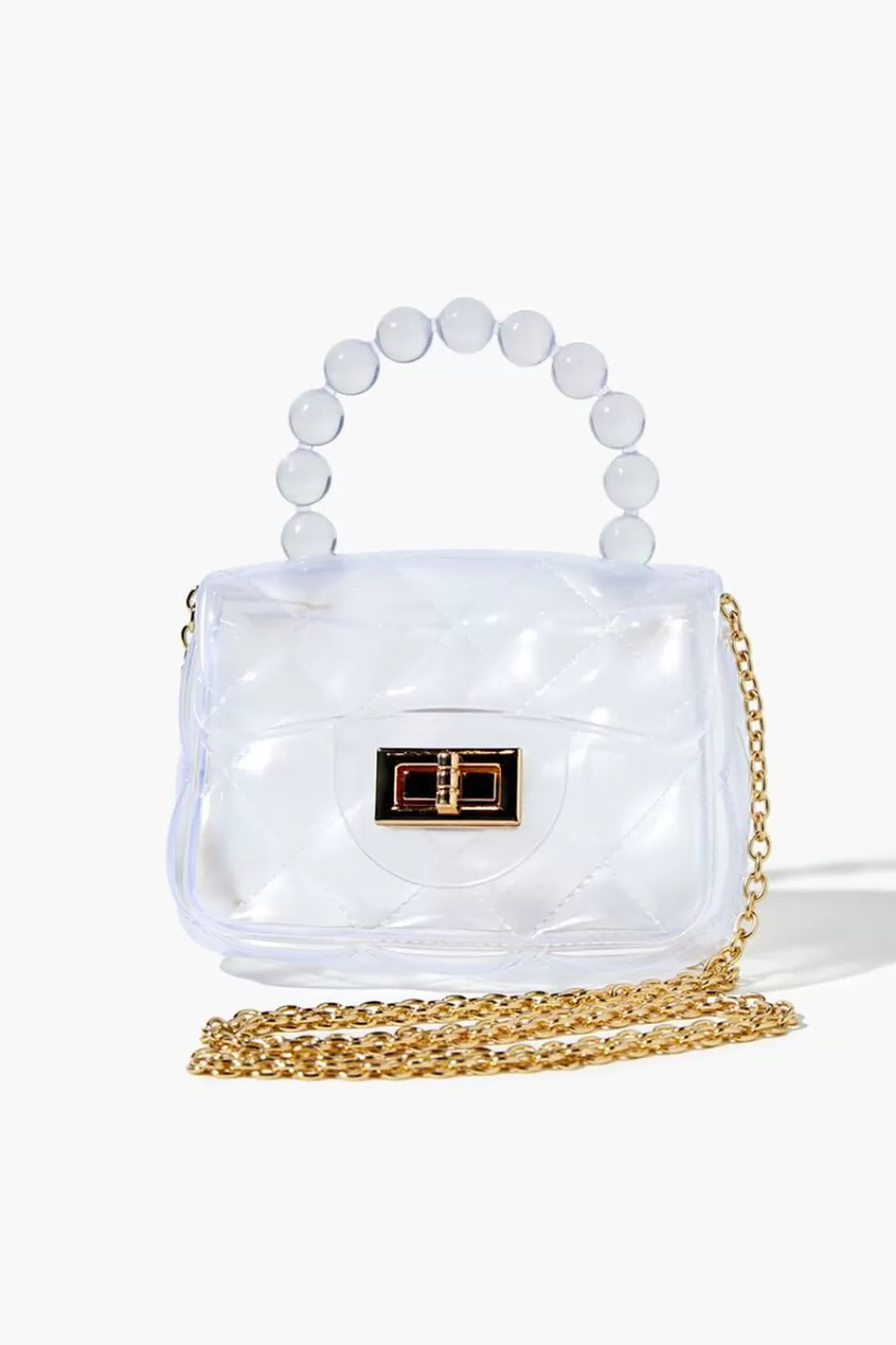 Bags + Backpacks>Forever 21 Mini Transparent Quilted Crossbody Bag Clear