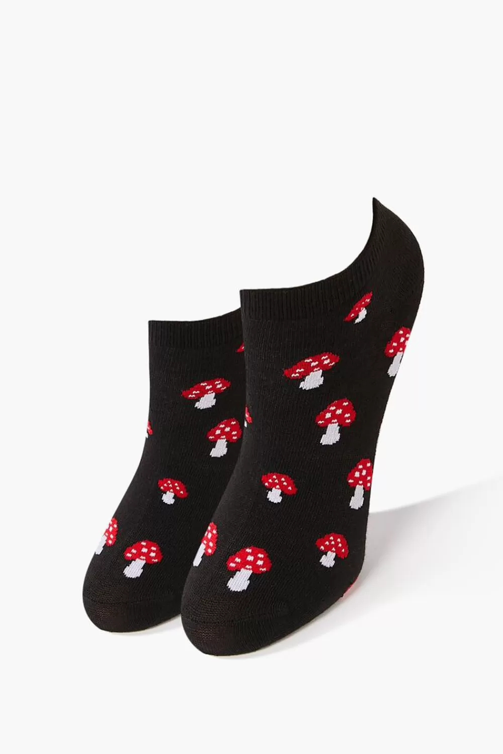Socks + Tights>Forever 21 Mushroom Print Ankle Socks Black/Multi