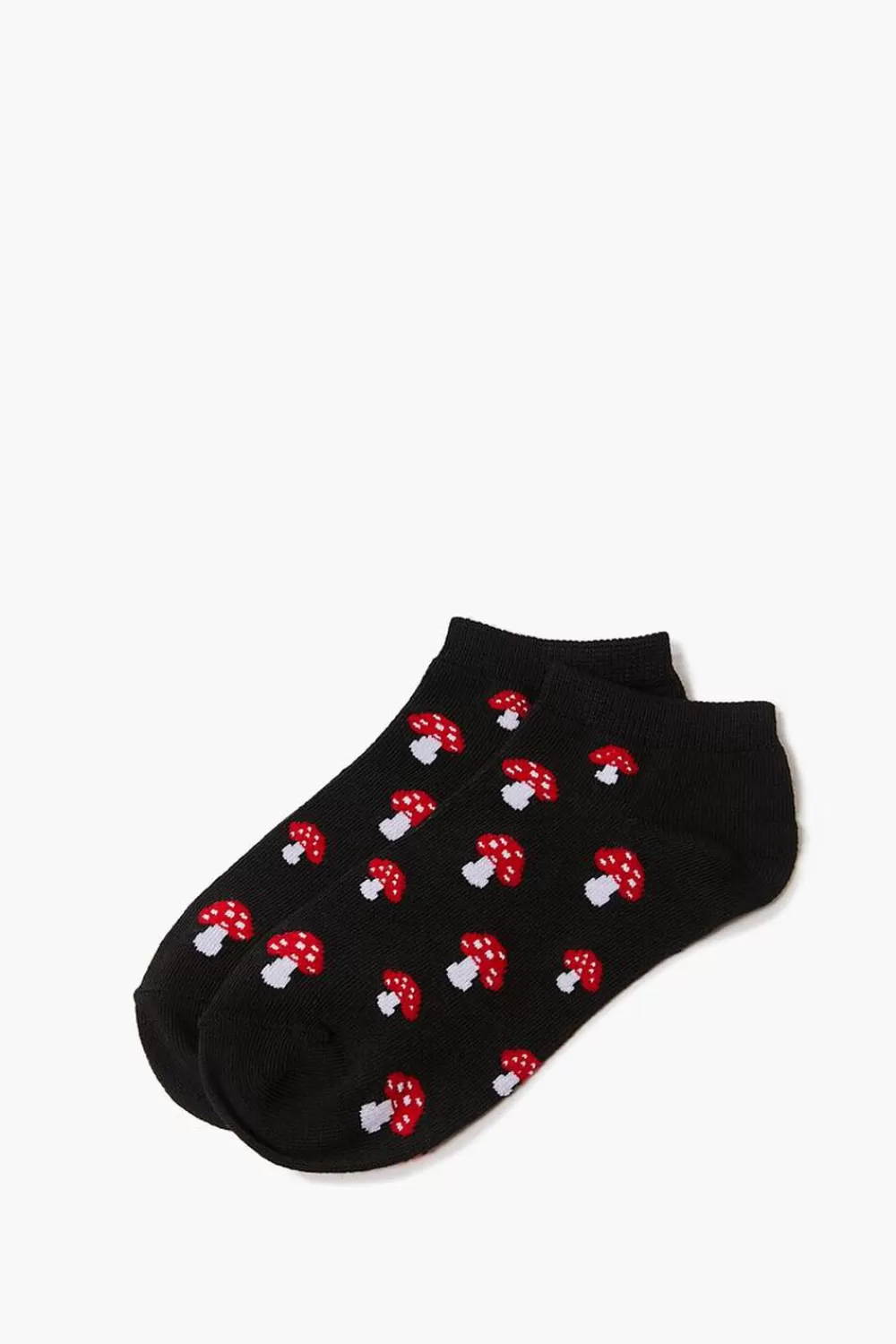 Socks + Tights>Forever 21 Mushroom Print Ankle Socks Black/Multi