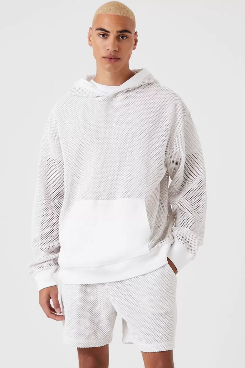 Activewear + Athletic>Forever 21 Netted Drawstring Shorts Cream