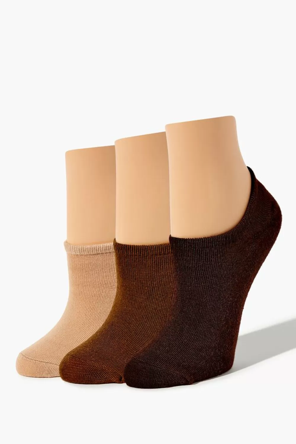 Socks + Tights>Forever 21 No-Show Socks - 3 Pack Tan/Multi