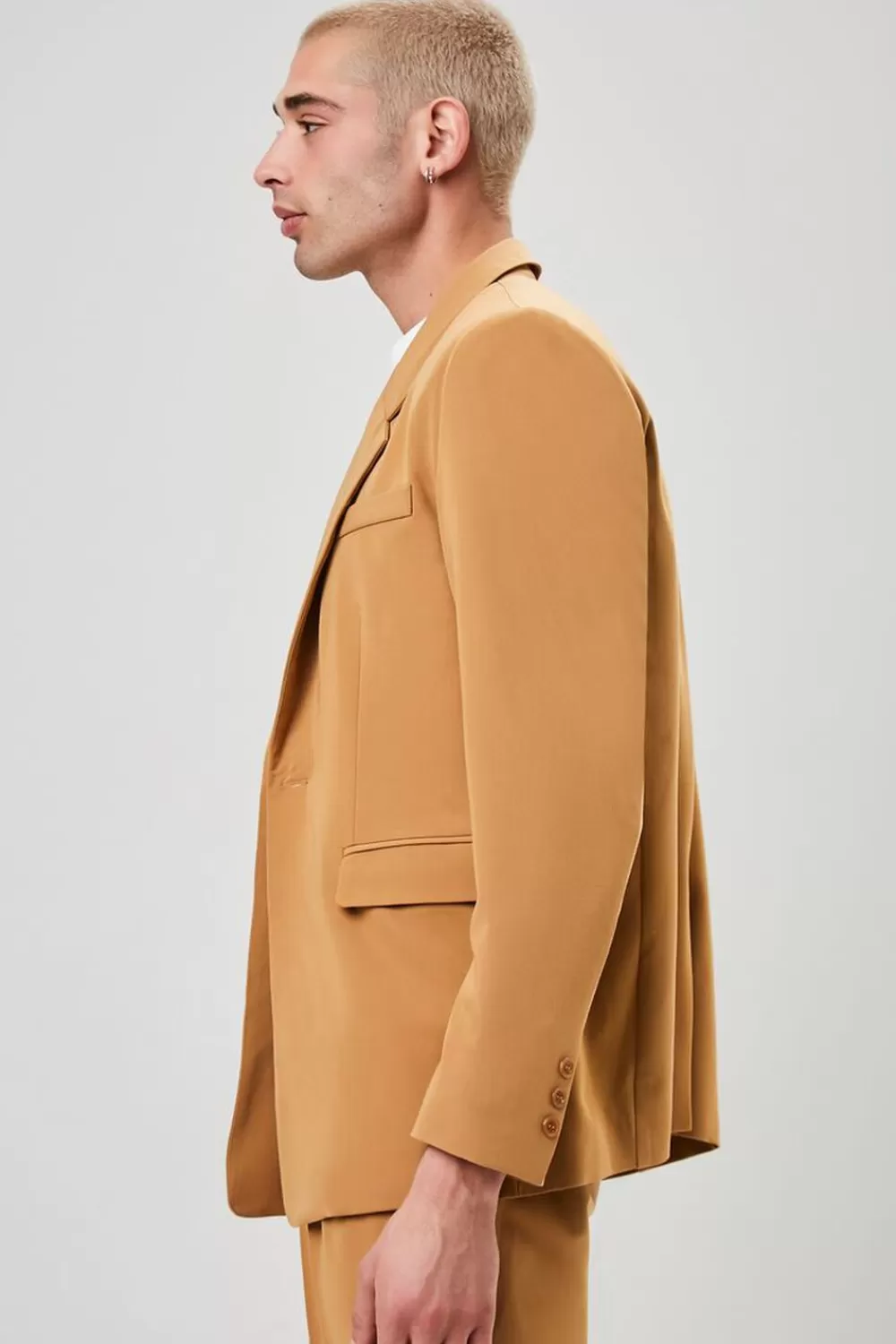 Jackets + Outerwear>Forever 21 Notched Button-Front Blazer Brown