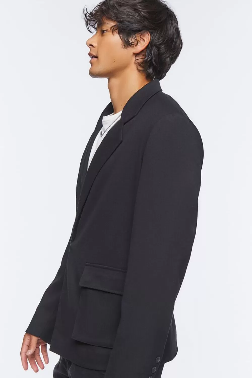 Jackets + Outerwear>Forever 21 Notched Button-Front Blazer Black