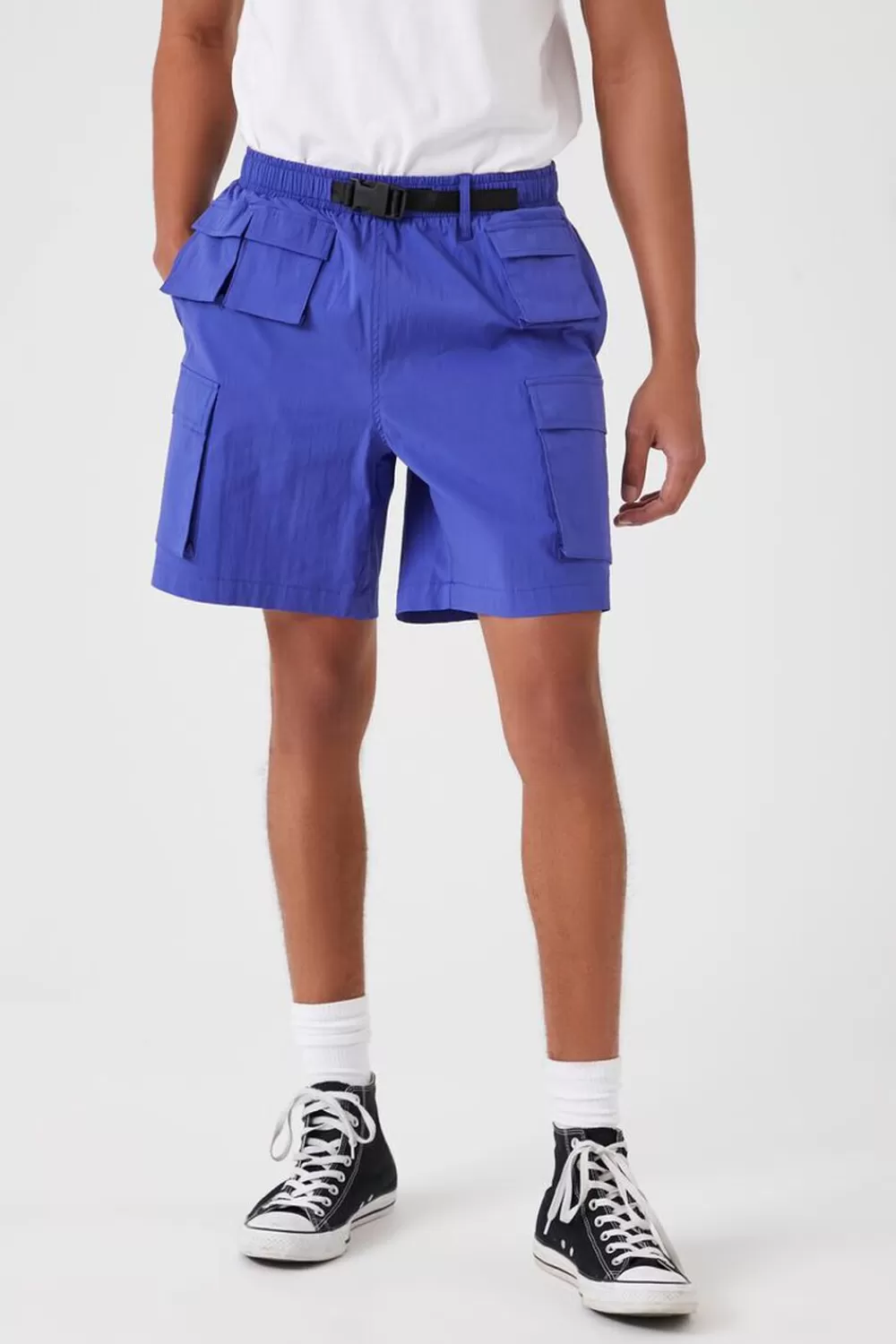 Activewear + Athletic>Forever 21 Nylon Utility Cargo Shorts Royal Blue