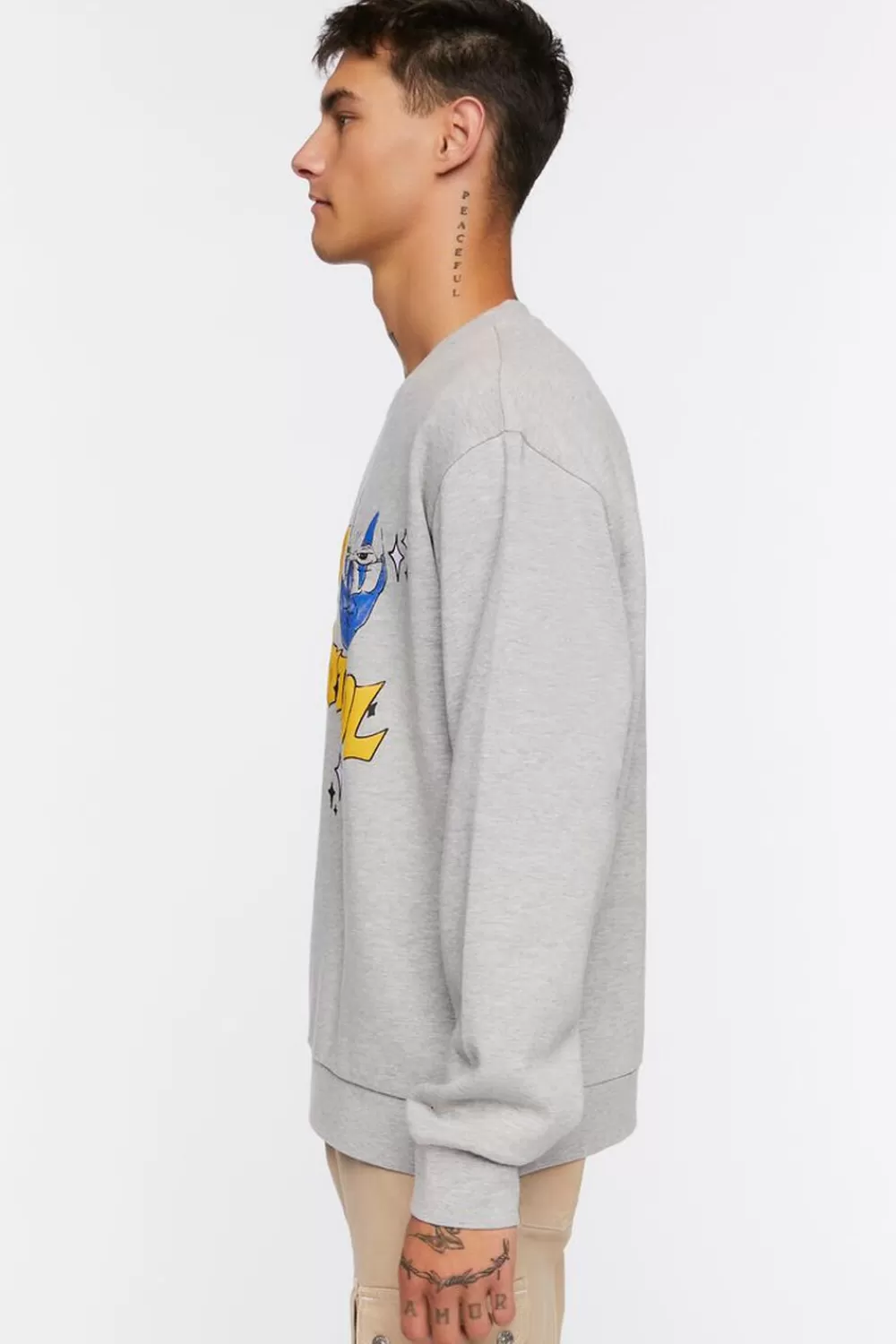 Graphic Tees>Forever 21 Organically Grown Cotton Graphic Pullover Heather Grey/Multi