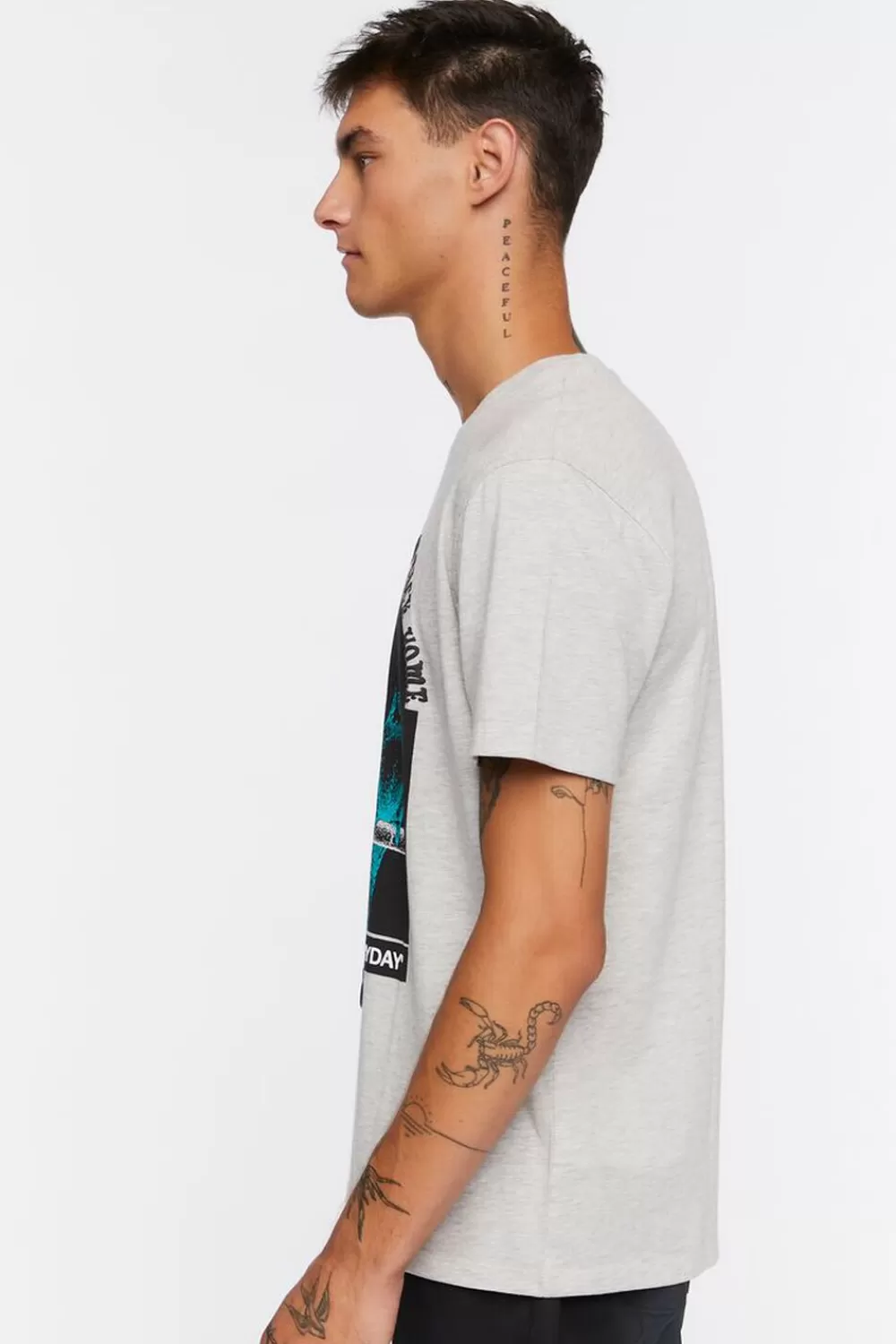 Graphic Tees>Forever 21 Organically Grown Cotton Graphic Tee Heather Grey/Multi
