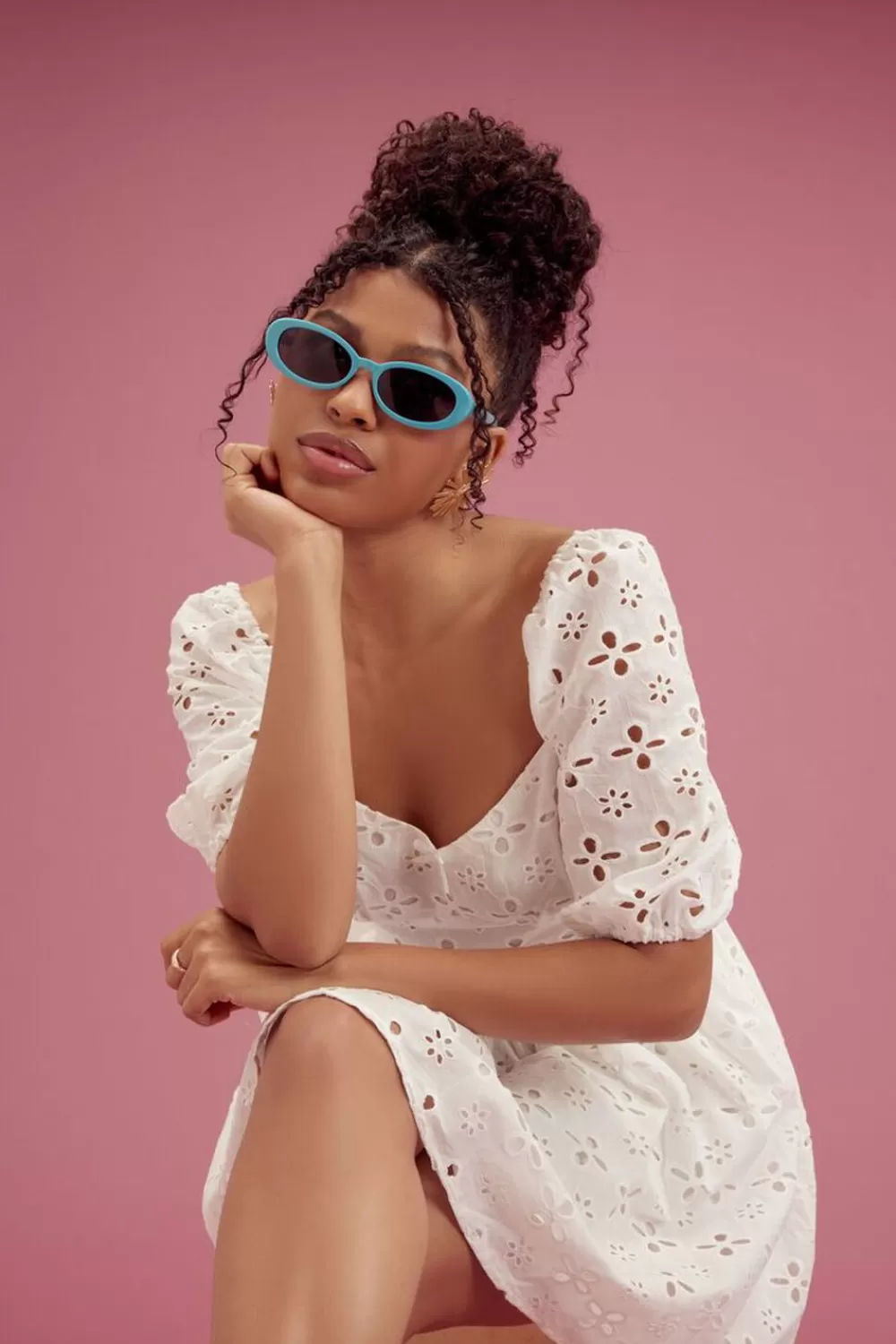 Sunglasses + Readers>Forever 21 Oval Tinted Sunglasses Blue/Black