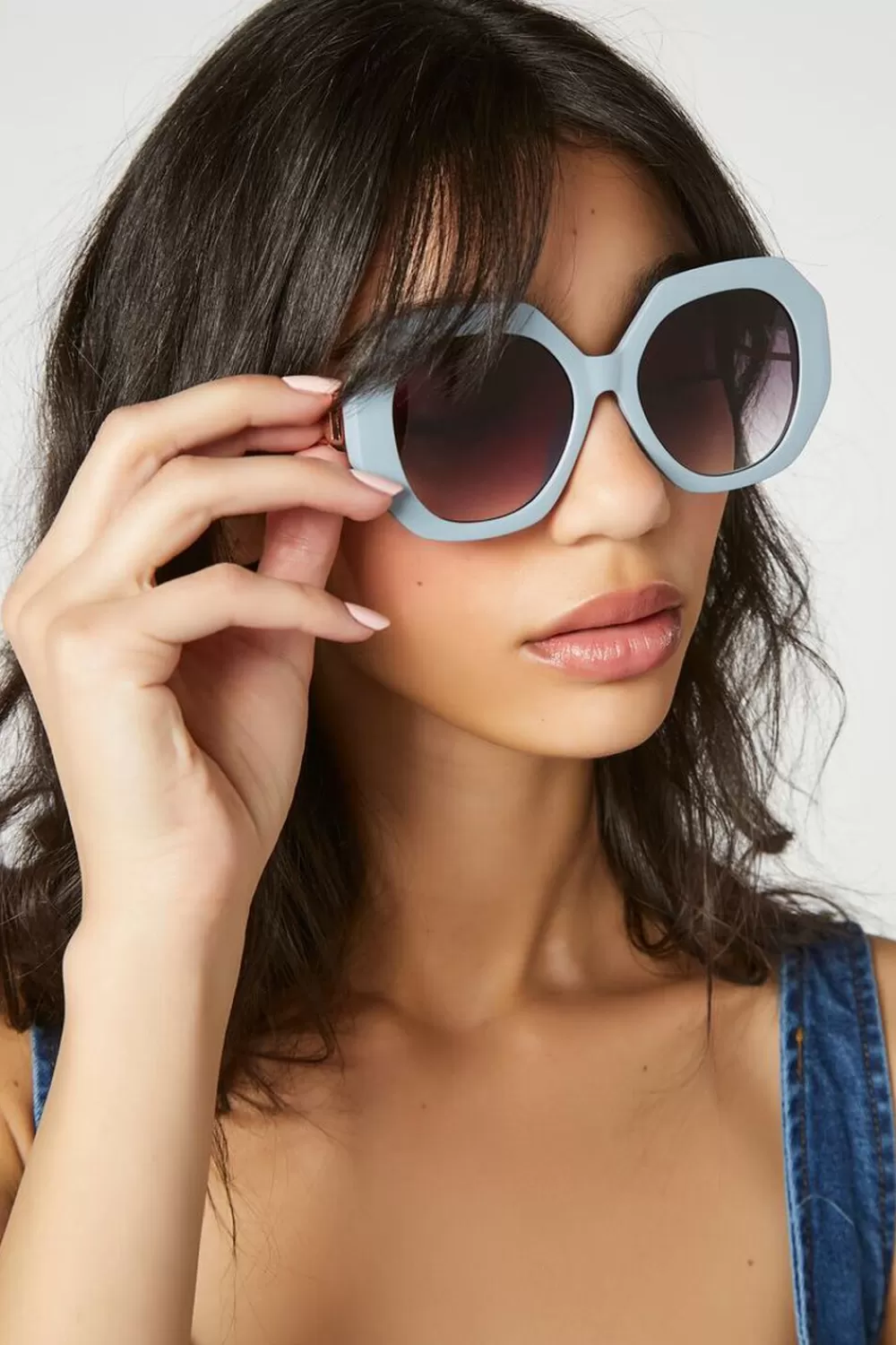 Sunglasses + Readers>Forever 21 Oversized Round Sunglasses Blue/Black
