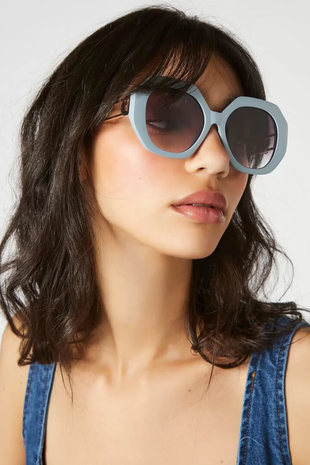 Sunglasses + Readers>Forever 21 Oversized Round Sunglasses Blue/Black