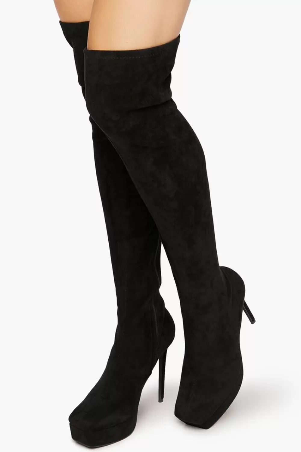 Wedges + Platforms>Forever 21 Over-The-Knee Stiletto Platform Boots Black