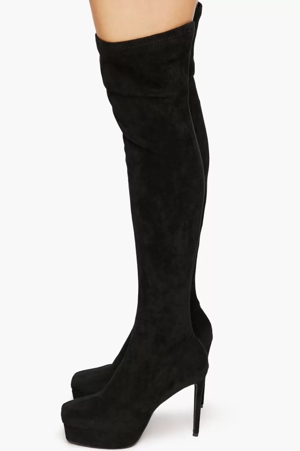 Wedges + Platforms>Forever 21 Over-The-Knee Stiletto Platform Boots Black