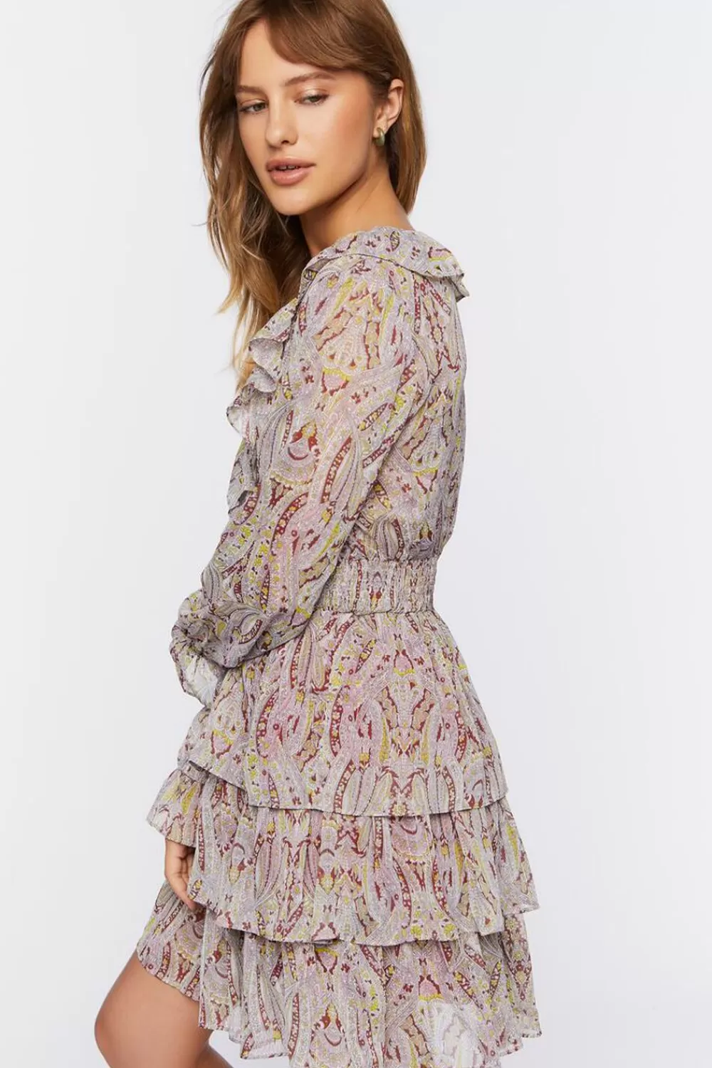 Dresses>Forever 21 Paisley Print Chiffon Mini Dress Burgundy/Multi