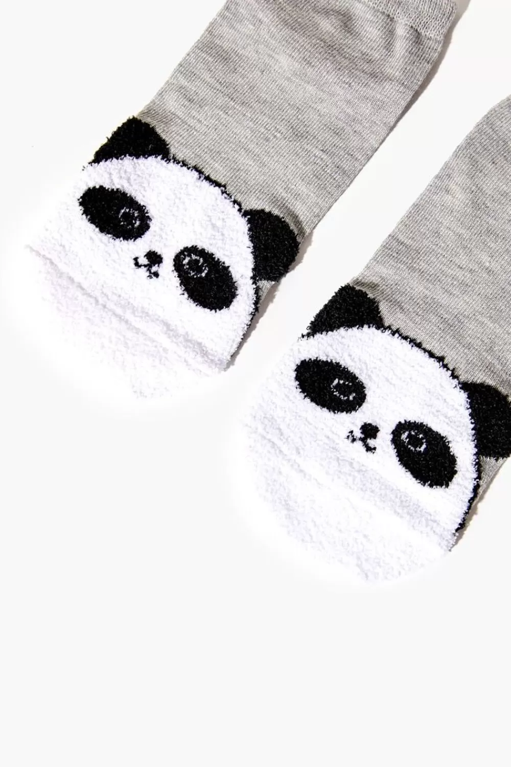 Socks + Tights>Forever 21 Panda Face Ankle Socks Heather Grey/Multi