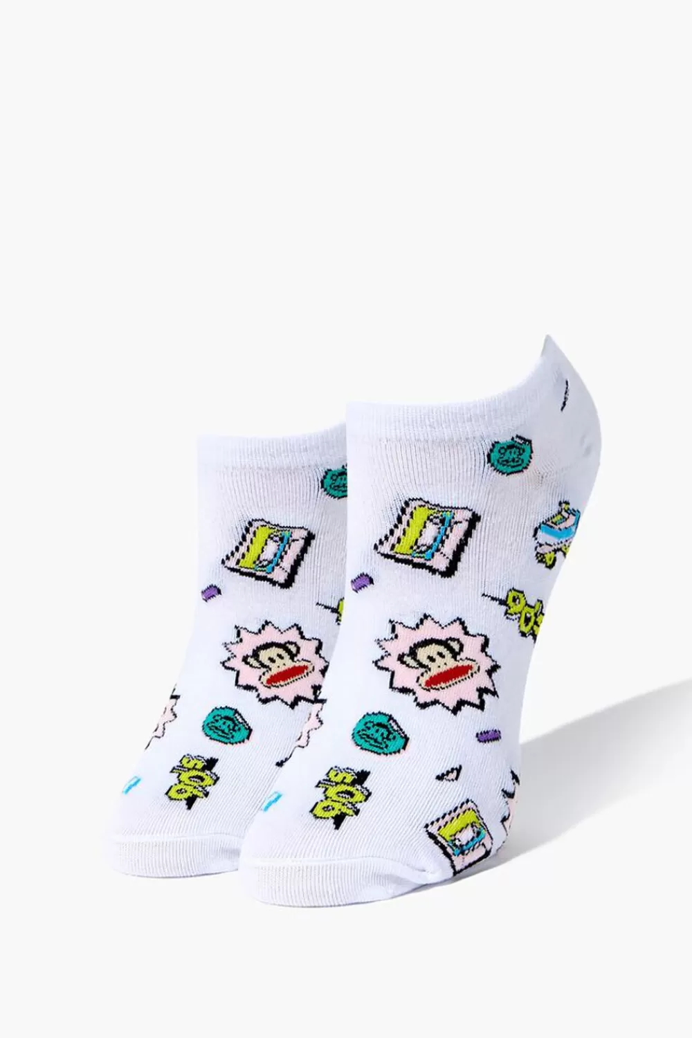 Socks + Tights>Forever 21 Paul Frank 90S Print Ankle Socks White/Multi