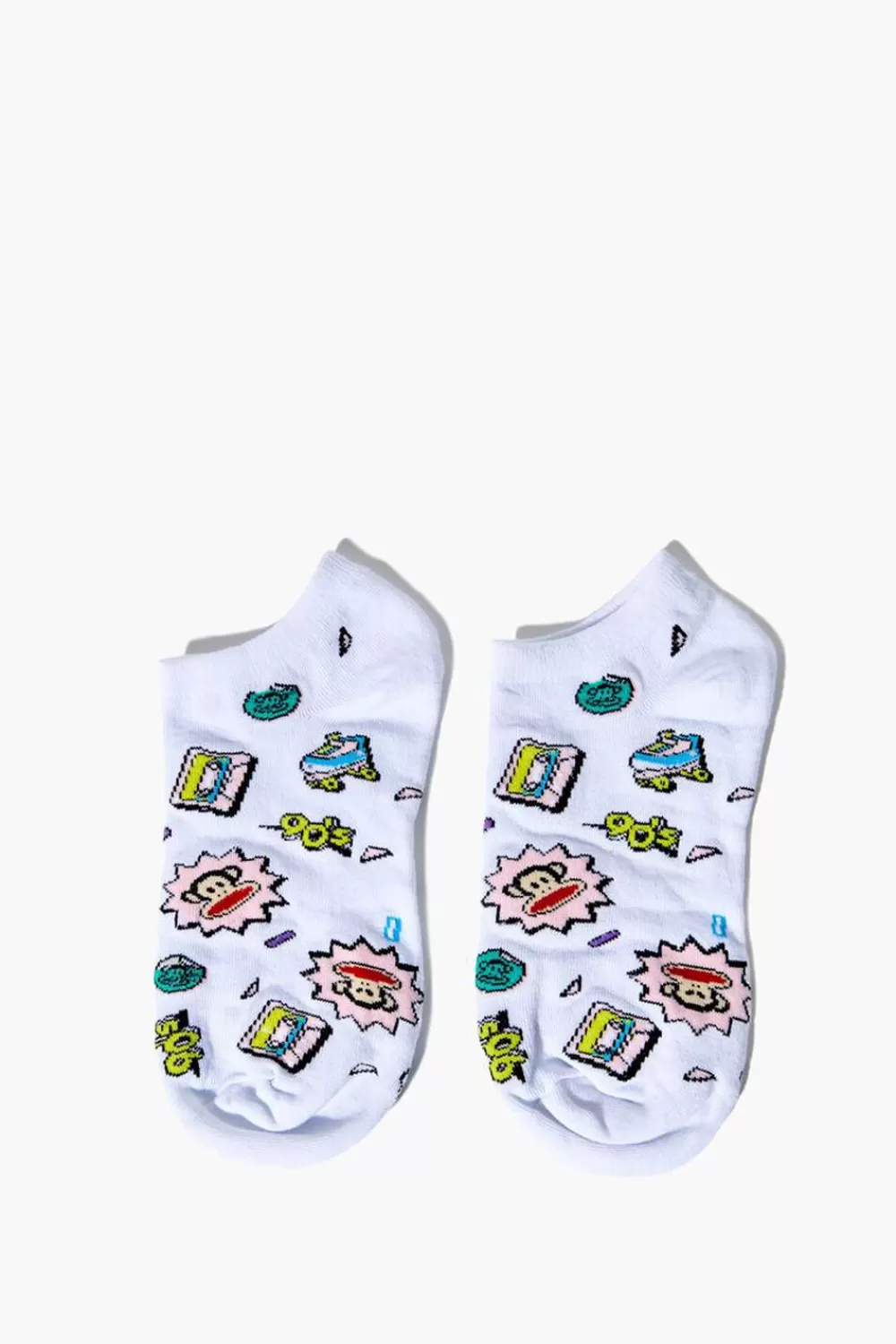 Socks + Tights>Forever 21 Paul Frank 90S Print Ankle Socks White/Multi