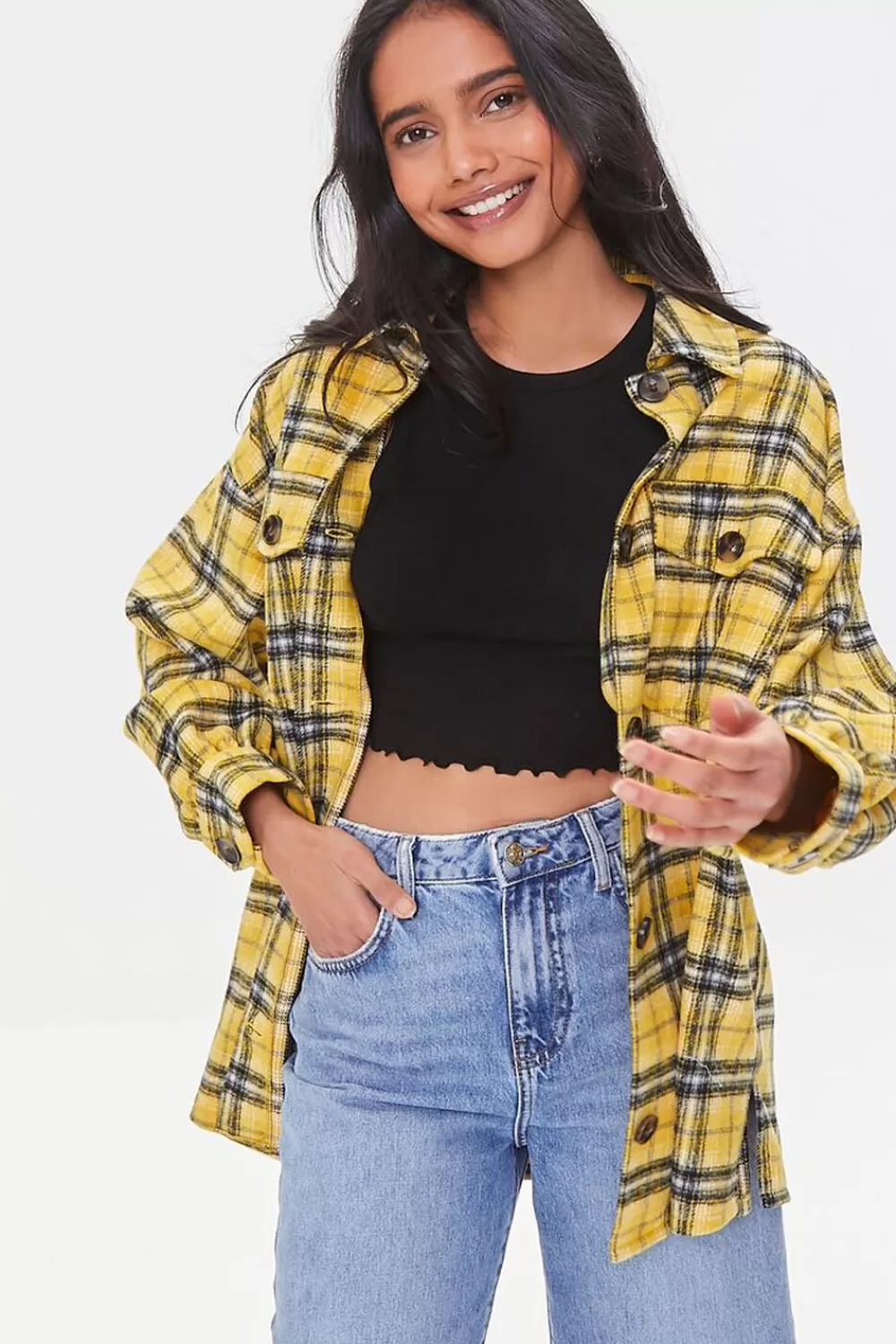 Forever 21 Plaid Button-Front Shacket | Women Tops