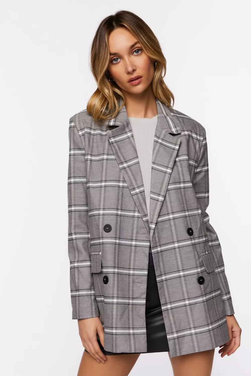 Forever 21 Plaid Double-Breasted Blazer | Women Tops